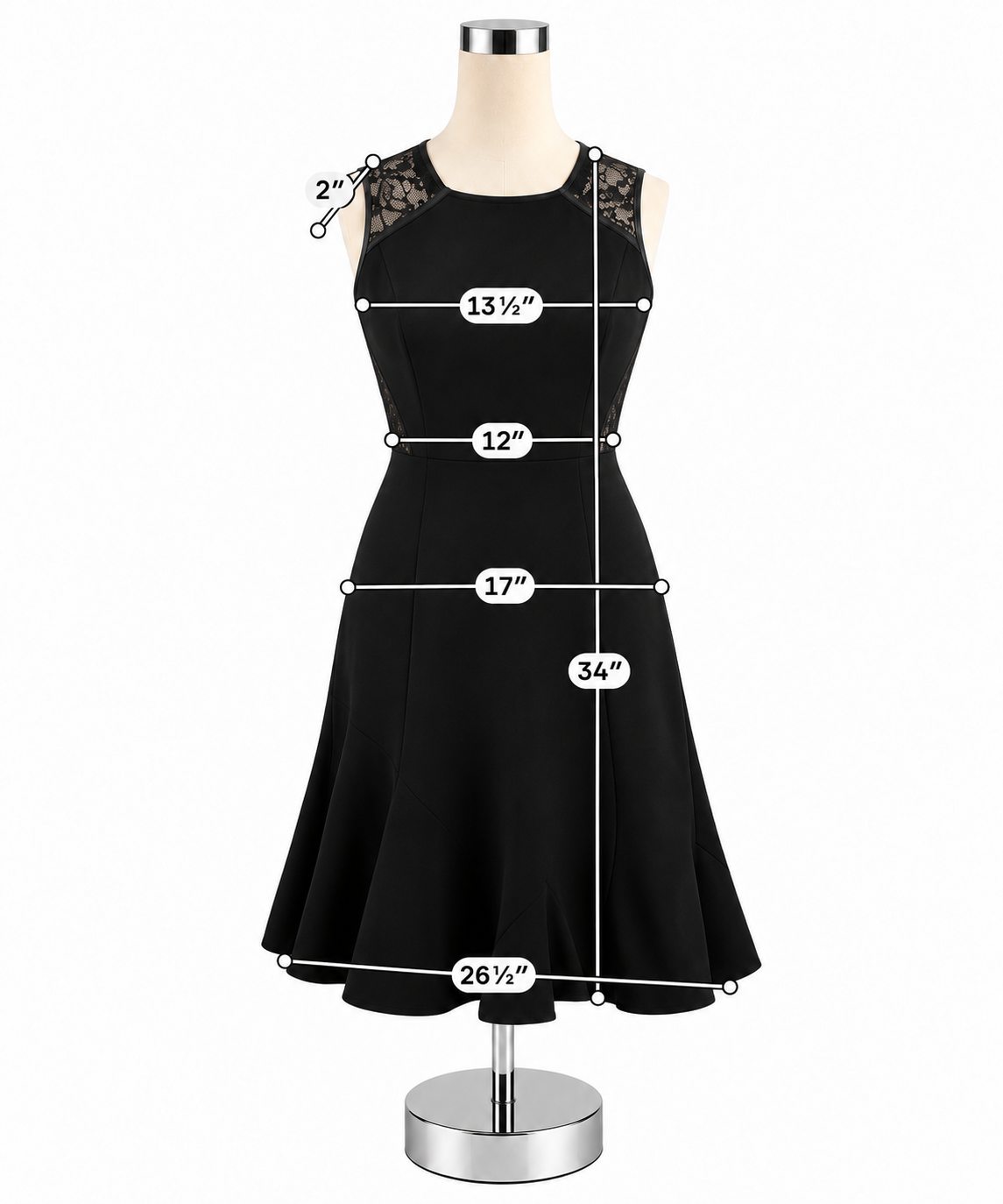 Shoshanna Black Lace Inset Fit & Flare Sleeveless Dress Size 2 - ONLINE ONLY