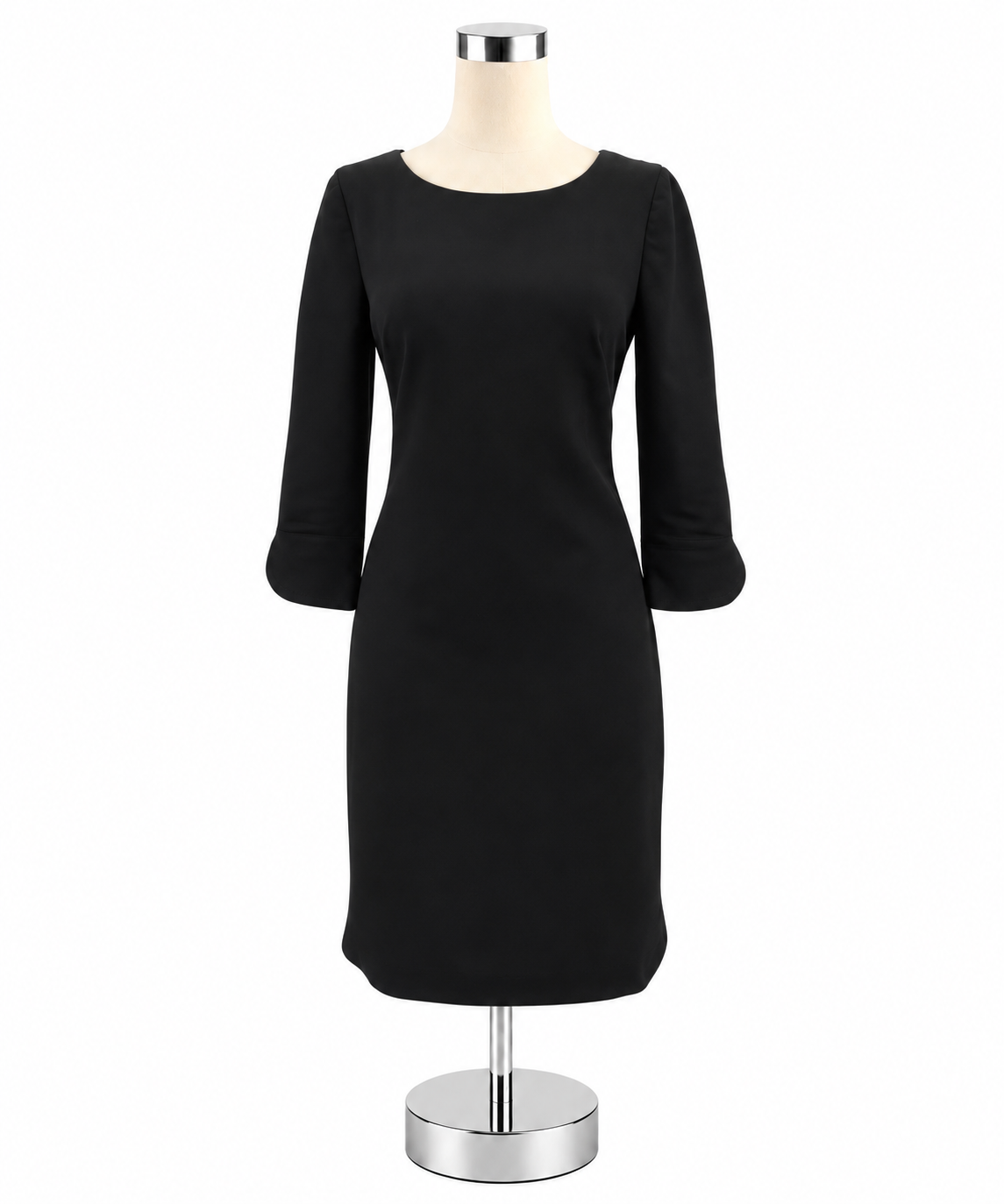 Vince Camuto Black Exposed Zipper Sheath Dress 3/4 Sleeve Size 2 - ONLINE ONLY