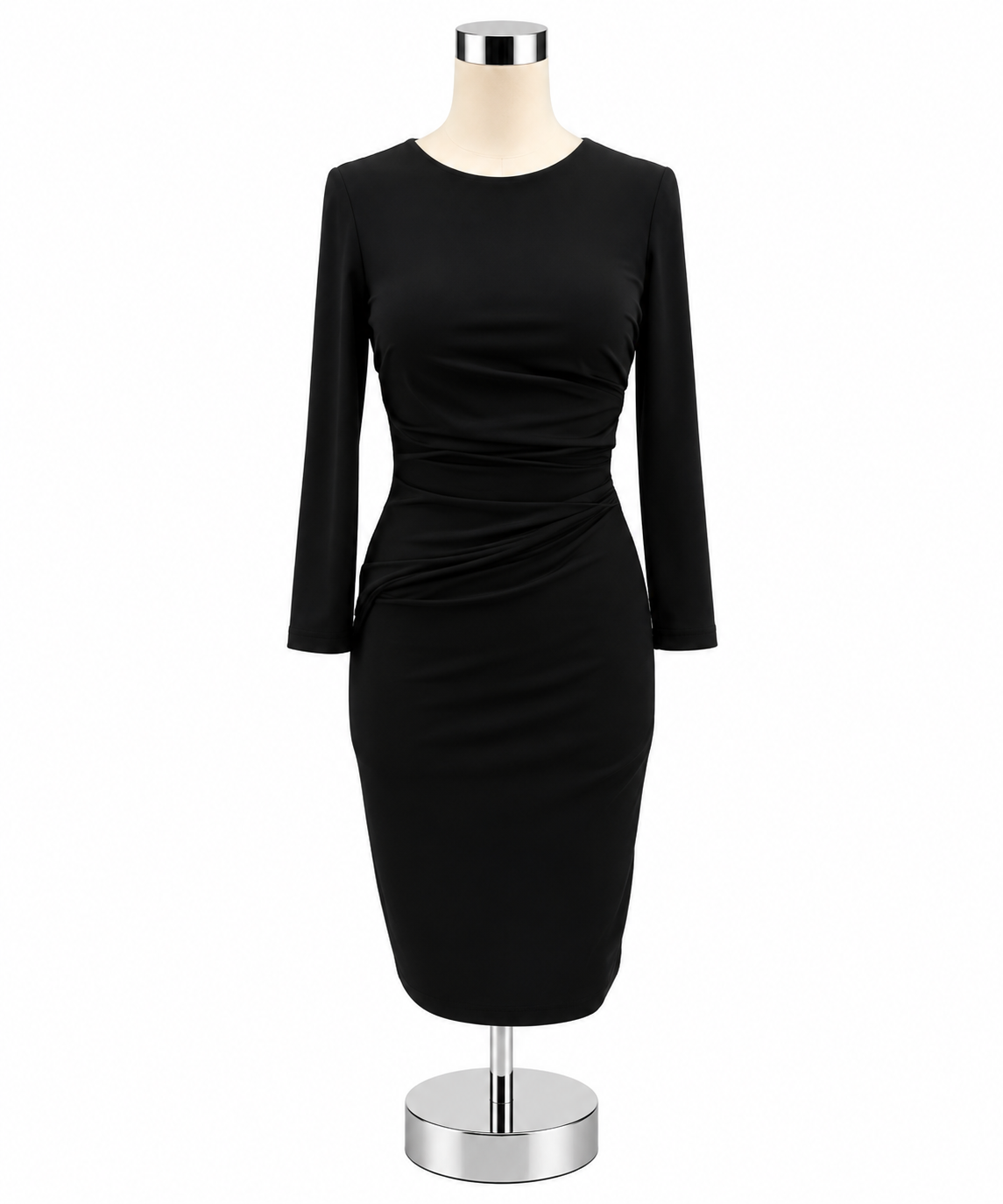 Vince Camuto Side Ruched Sheath Dress Black Size 2 | LBD 3/4 Sleeve - ONLINE ONLY