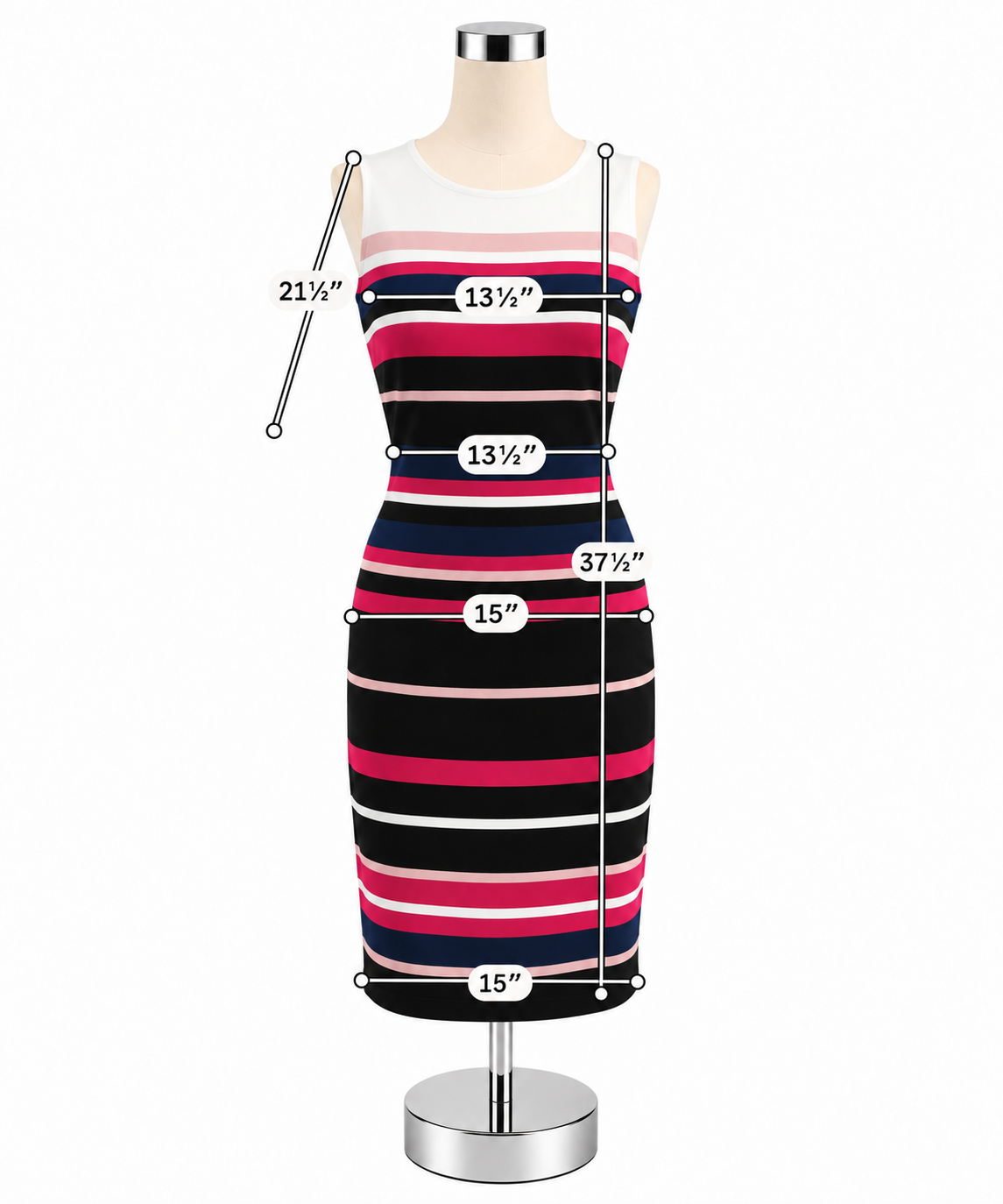 White House Black Market Striped Sheath Dress Navy Pink White Size 4 - ONLINE ONLY