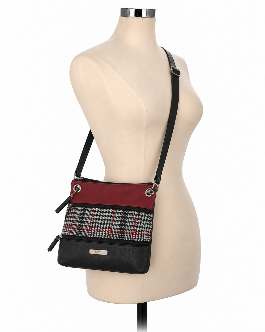 Rosetti Triple Play Houndstooth Colorblock Crossbody Bag NWT
