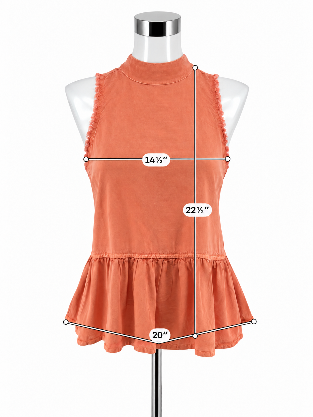 Cloth & Stone Sula Tencel Tie-Back Peplum Tank Top XS Burnt Orange - ONLINE ONLY