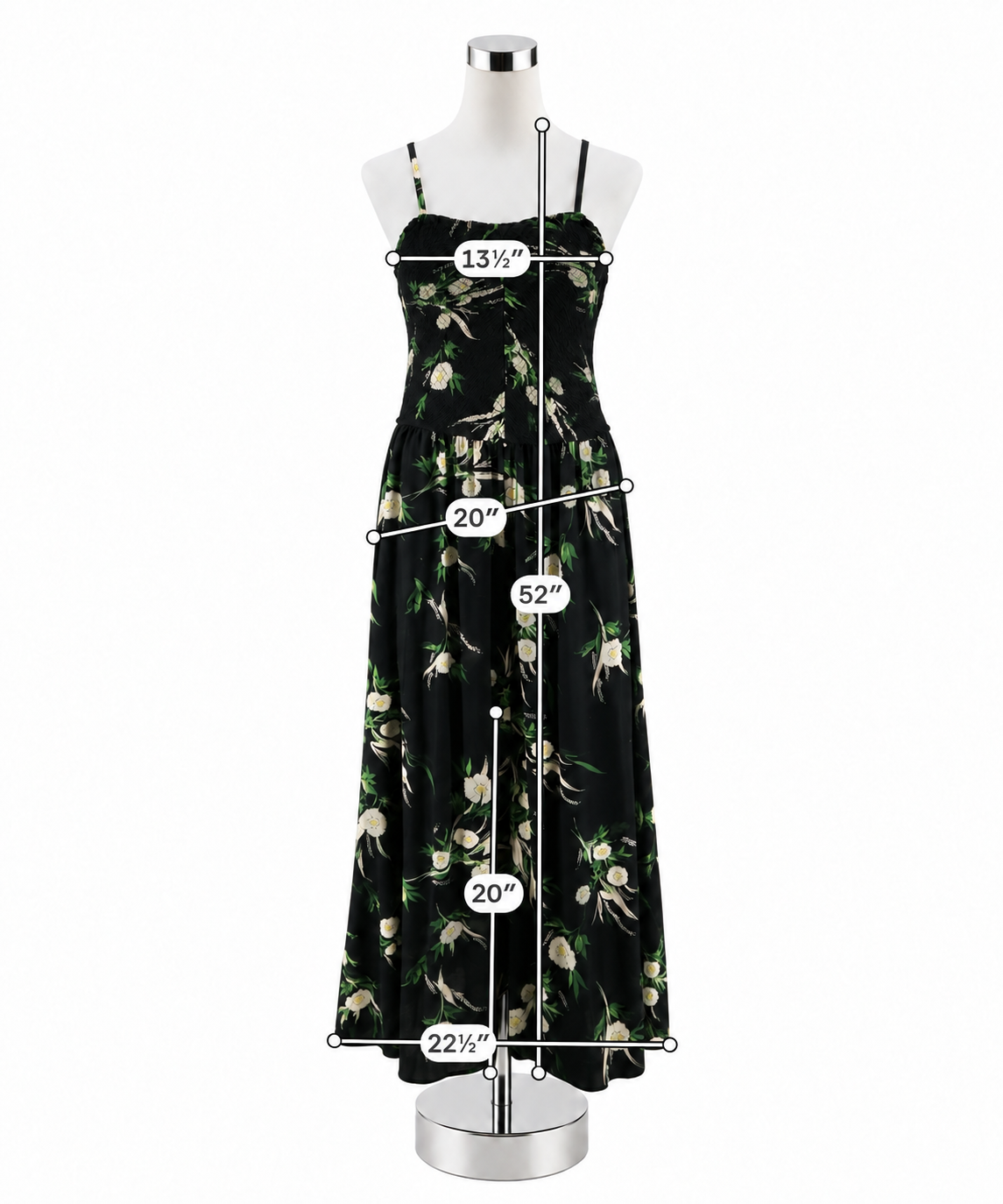 Maurices Floral Smocked Bodice Wide Leg Jumpsuit Black Green Cream Size Large - ONLINE ONLY