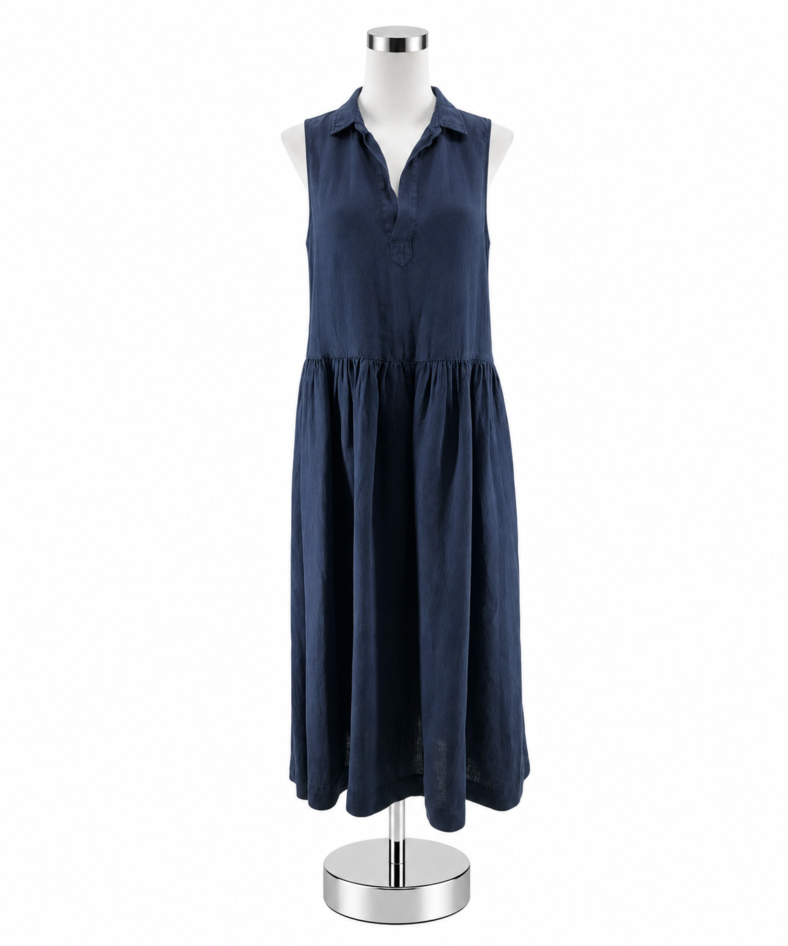 Frank & Eileen Daphne Sleeveless Navy Blue 100% Linen Maxi Dress Size Small - ONLINE ONLY