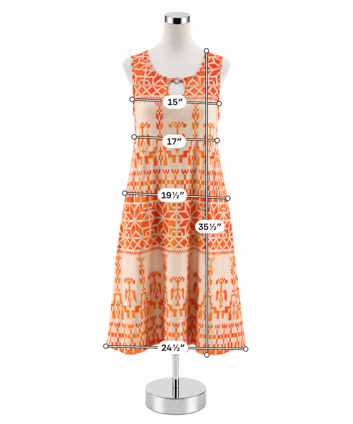 Simple Fun Women’s Size Small Tan Orange Geometric Sleeveless Dress- ONLINE ONLY