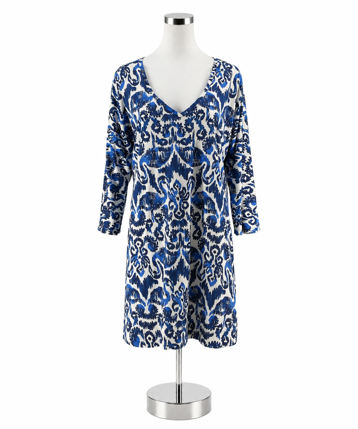 Lilly Pulitzer Essie Dress Bennet Blue Pima Cotton 3/4 Sleeve Size Large - ONLINE ONLY