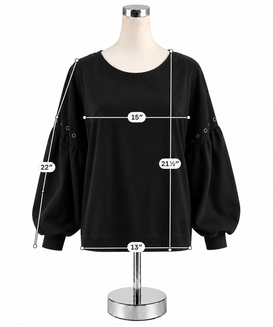 Sundays Two Grommet Detail Cropped Sweatshirt Black Size Medium - ONLINE ONLY