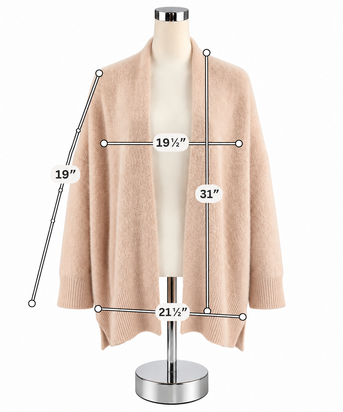 Rachel Zoe Pink Fuzzy Eyelash Knit Dolman Sleeve Cardigan Shrug Size Small