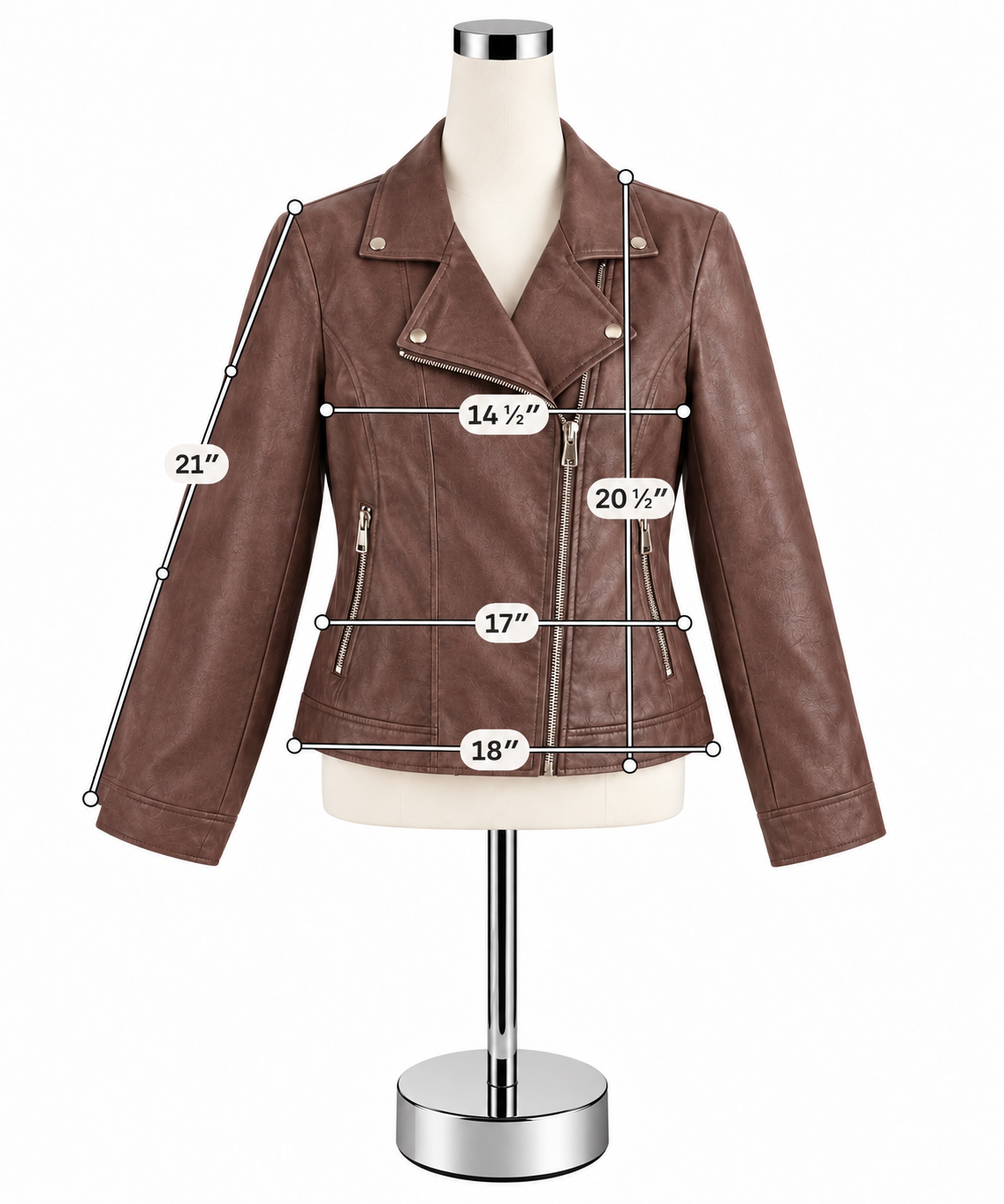 Joseph Ribkoff Copper Metallic Faux Leather Moto Jacket Size Medium