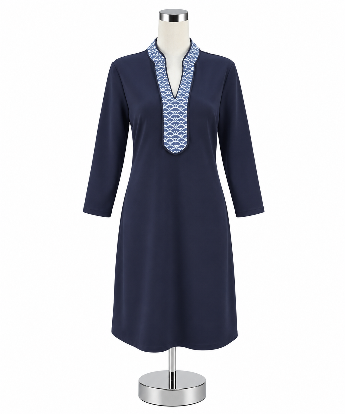 J.McLaughlin Catalina Cloth Seafan Print Tunic Dress Navy Blue Size Medium