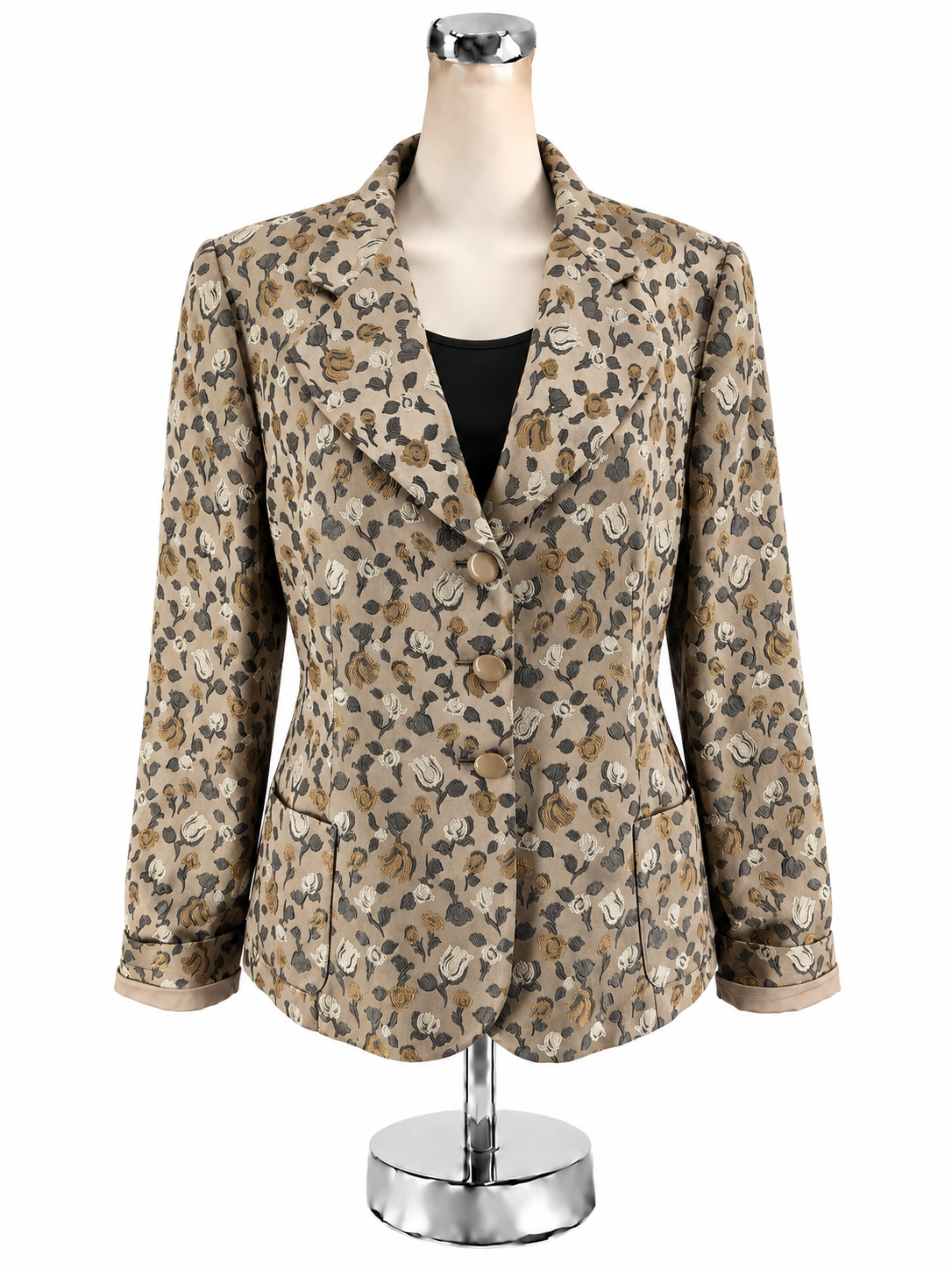 Armani Collezioni Vintage Metallic Floral Jacquard Blazer Made in Italy Size 16