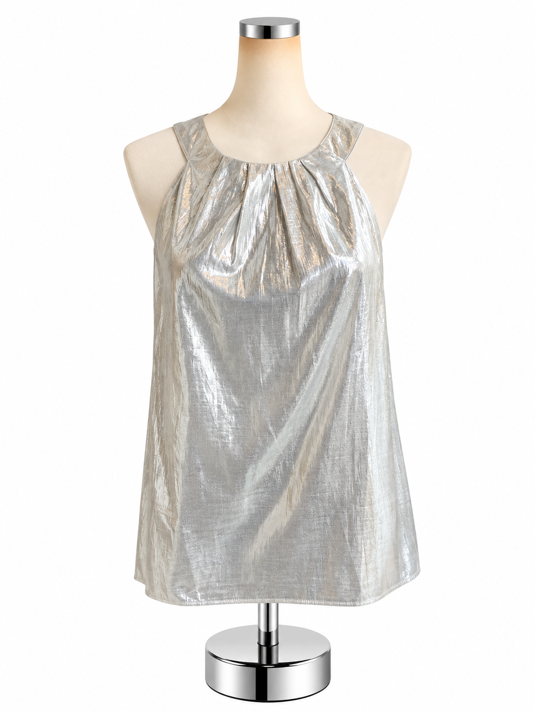 Talbots Metallic Halter Neck Shell Top Silver Size 6 - ONLINE ONLY