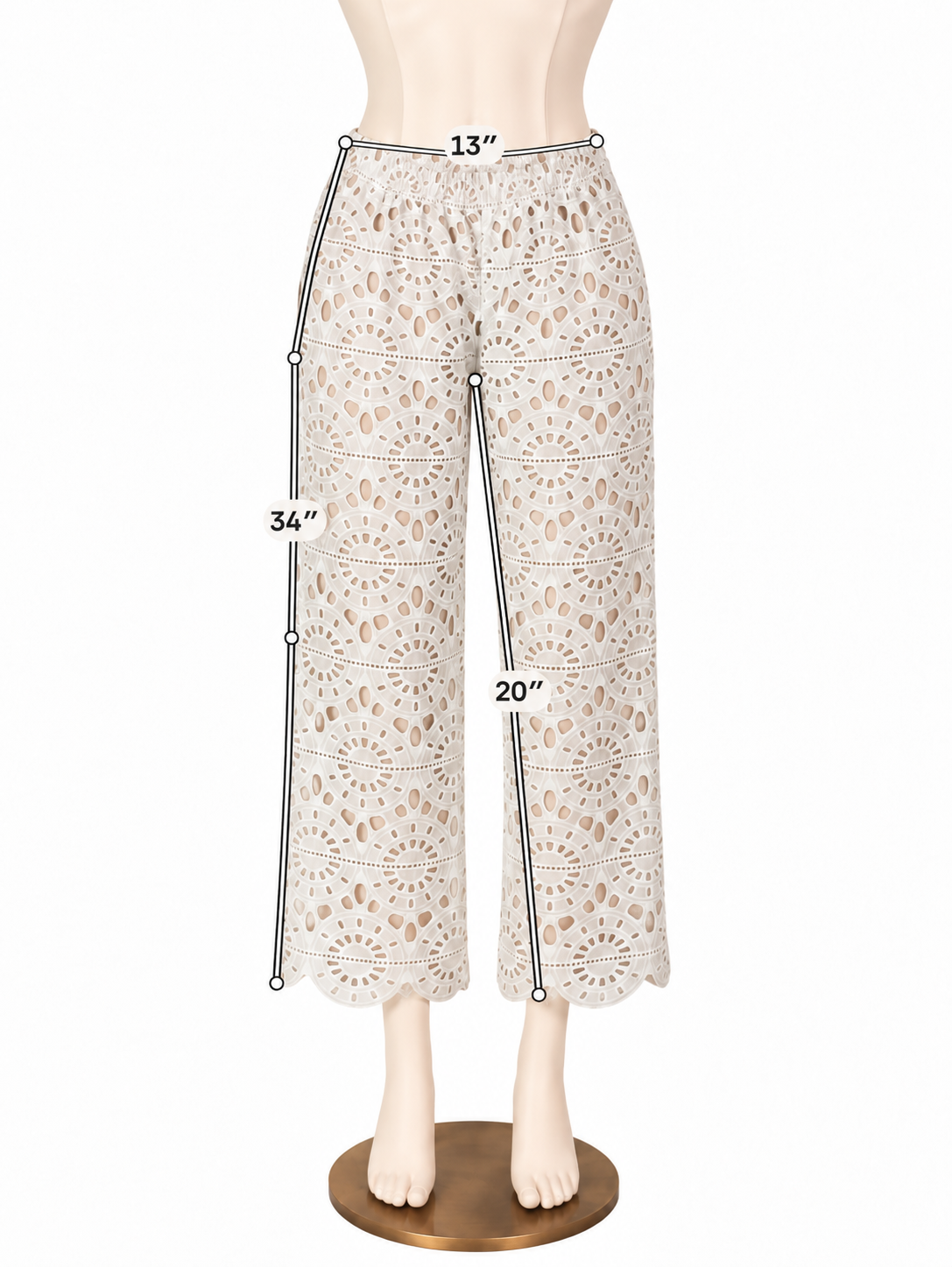 Red Carter Katia Cream Crochet Wide-Leg Crop Pants | Size Small - ONLINE ONLY