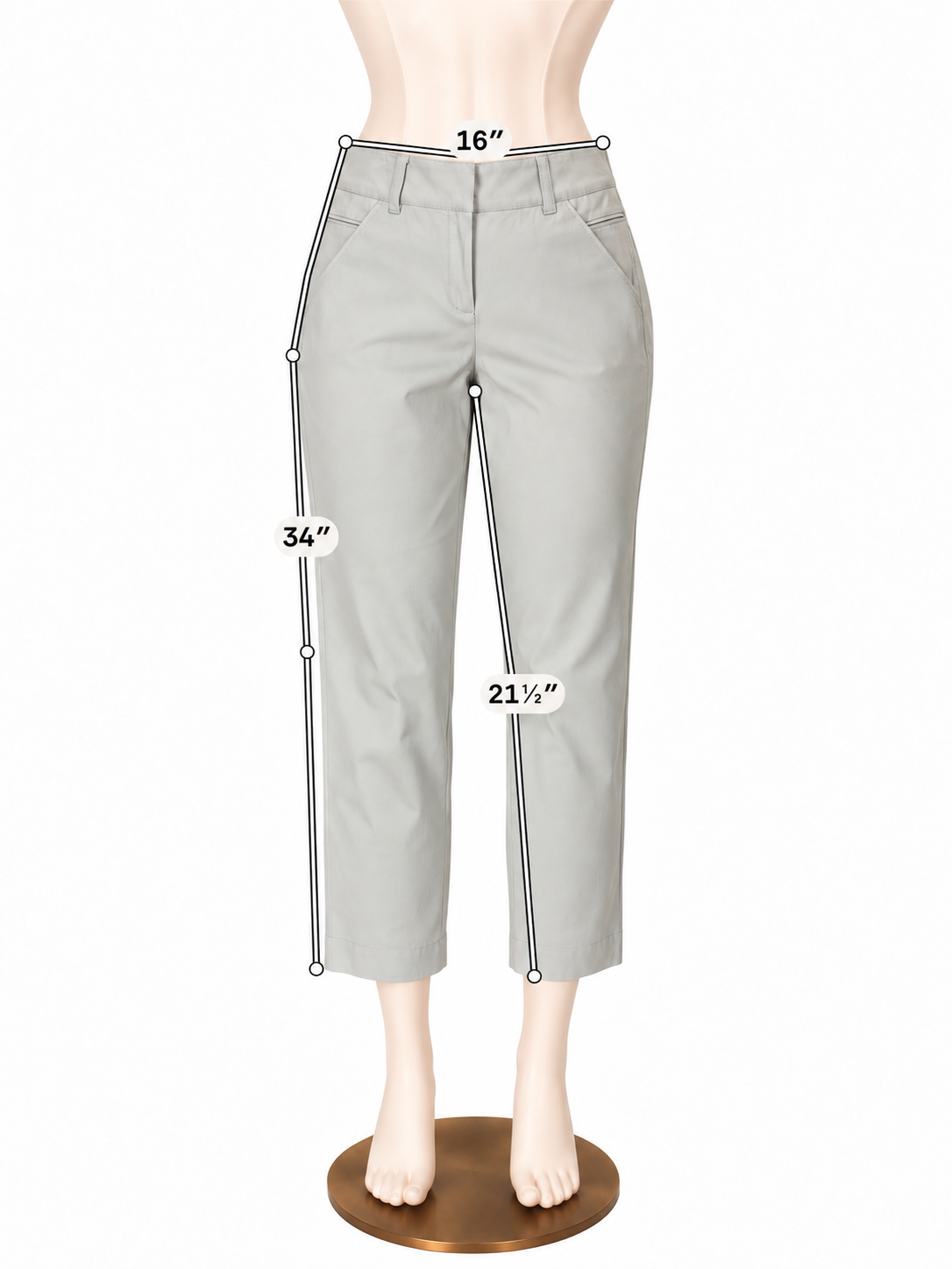 Eileen Fisher Organic Cotton Stretch Straight Leg Ankle Pants Gray Small - ONLINE ONLY