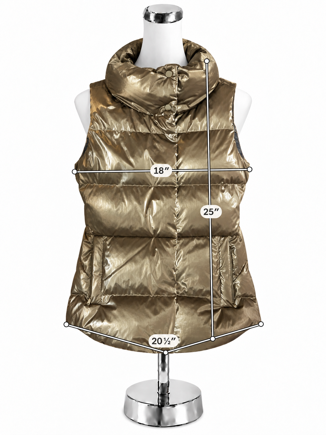 Athleta Downtown Puffer Vest Antiqued Bronze Funnel Neck Size Medium