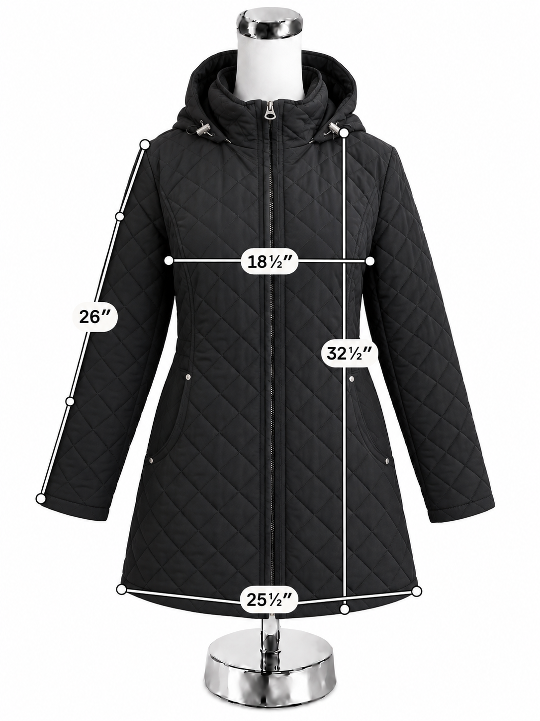 Laundry by Shelli Segal Black Quilted Hooded Puffer Coat | Size Large