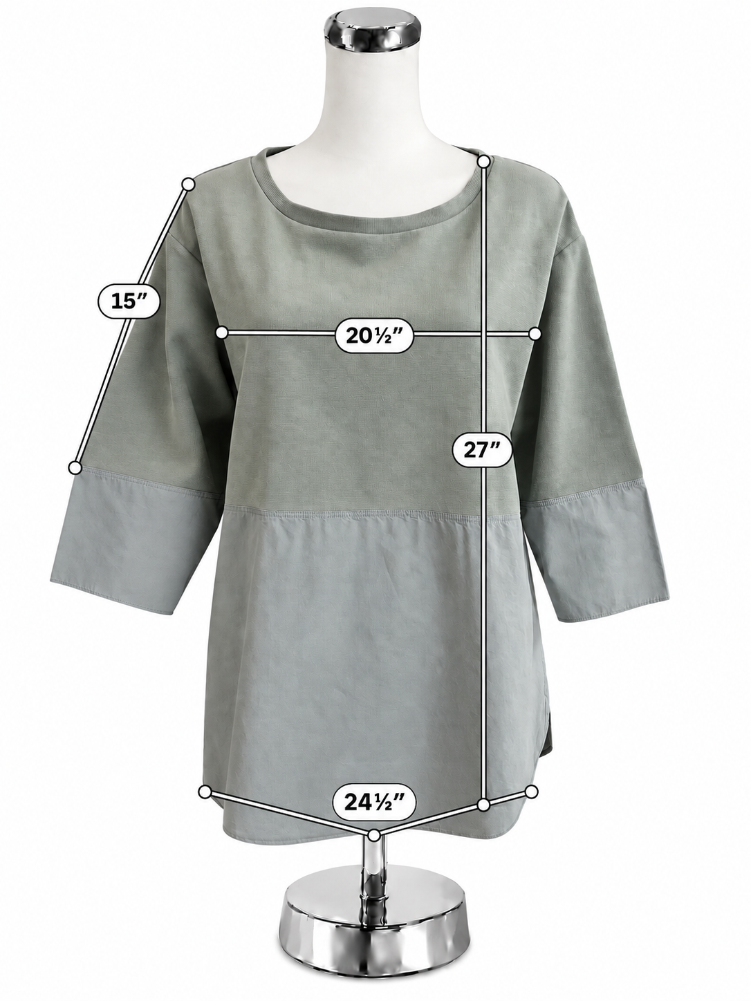 COS Minimalist 3/4 Sleeve Top Sage Green | Size M - Downstairs