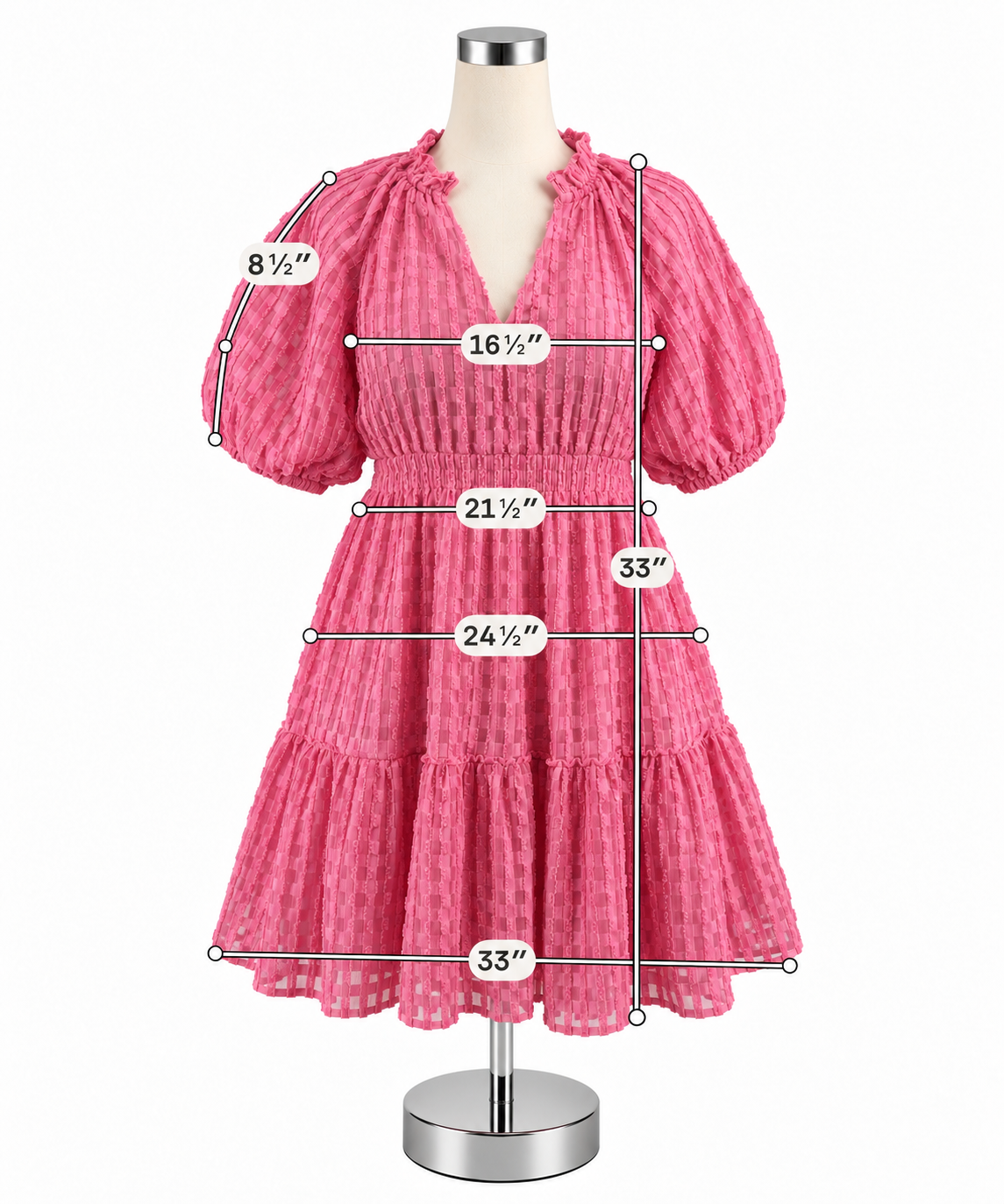 THML Pink Boucle Textured Puff Sleeve Babydoll Dress | Size XS