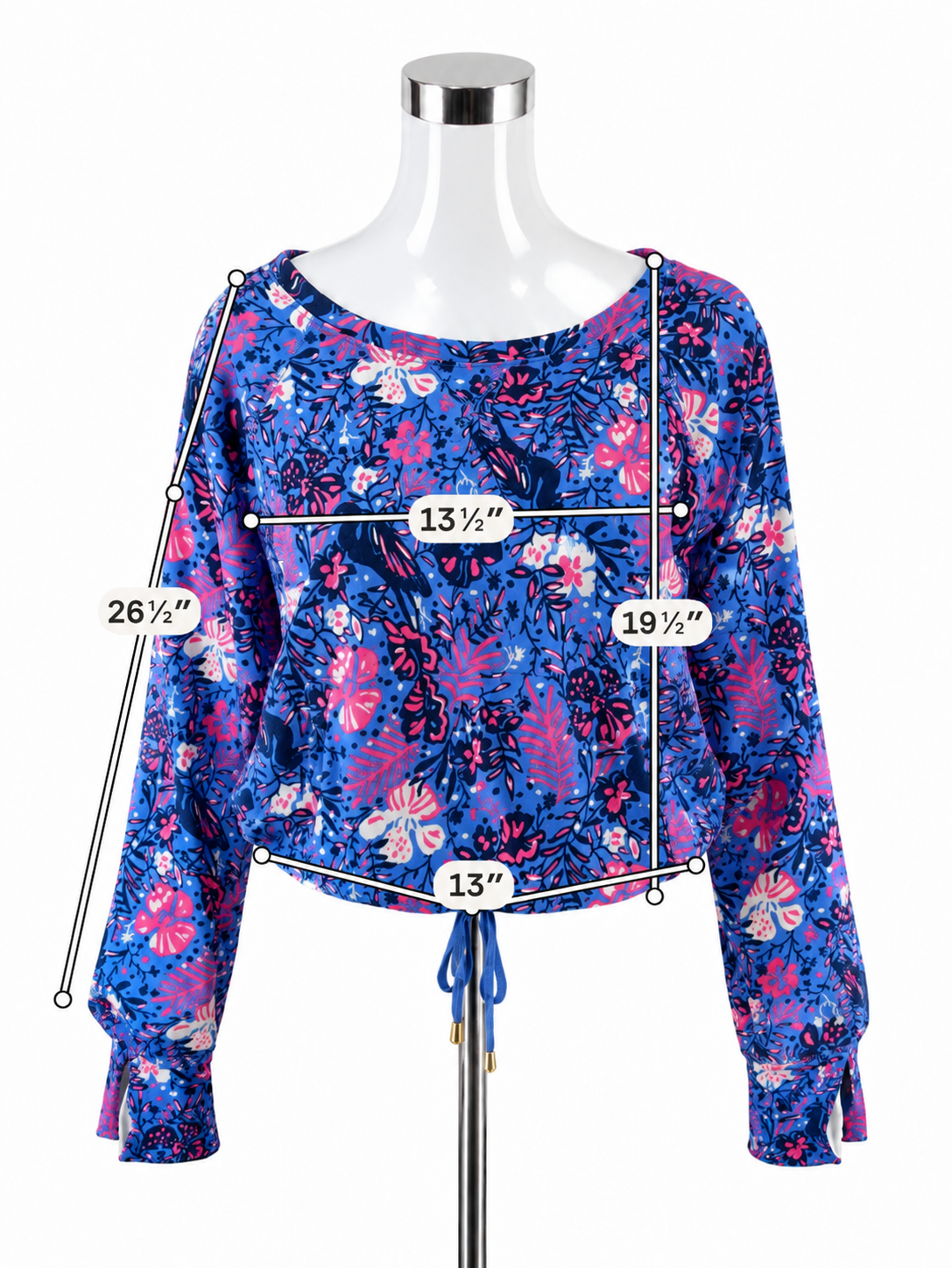 Lilly Pulitzer Luxletic Coralie Top Blue Peri Lapis Lazuli Floral Size Large - ONLINE ONLY