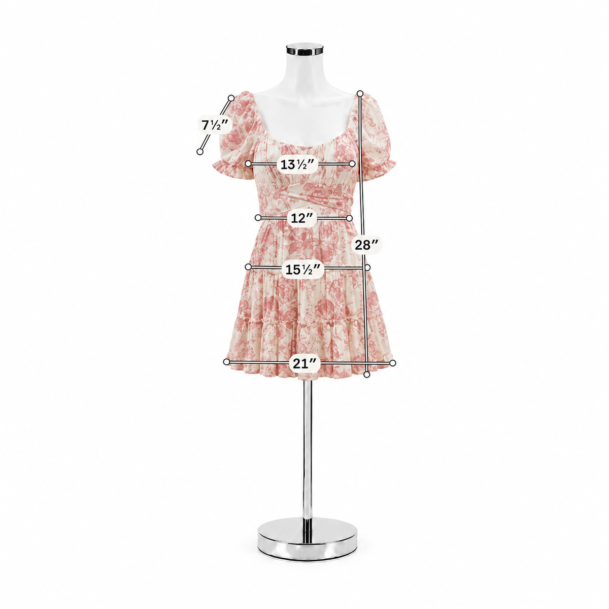 Trixxi Floral Puff Sleeve Babydoll Mini Dress Size Small