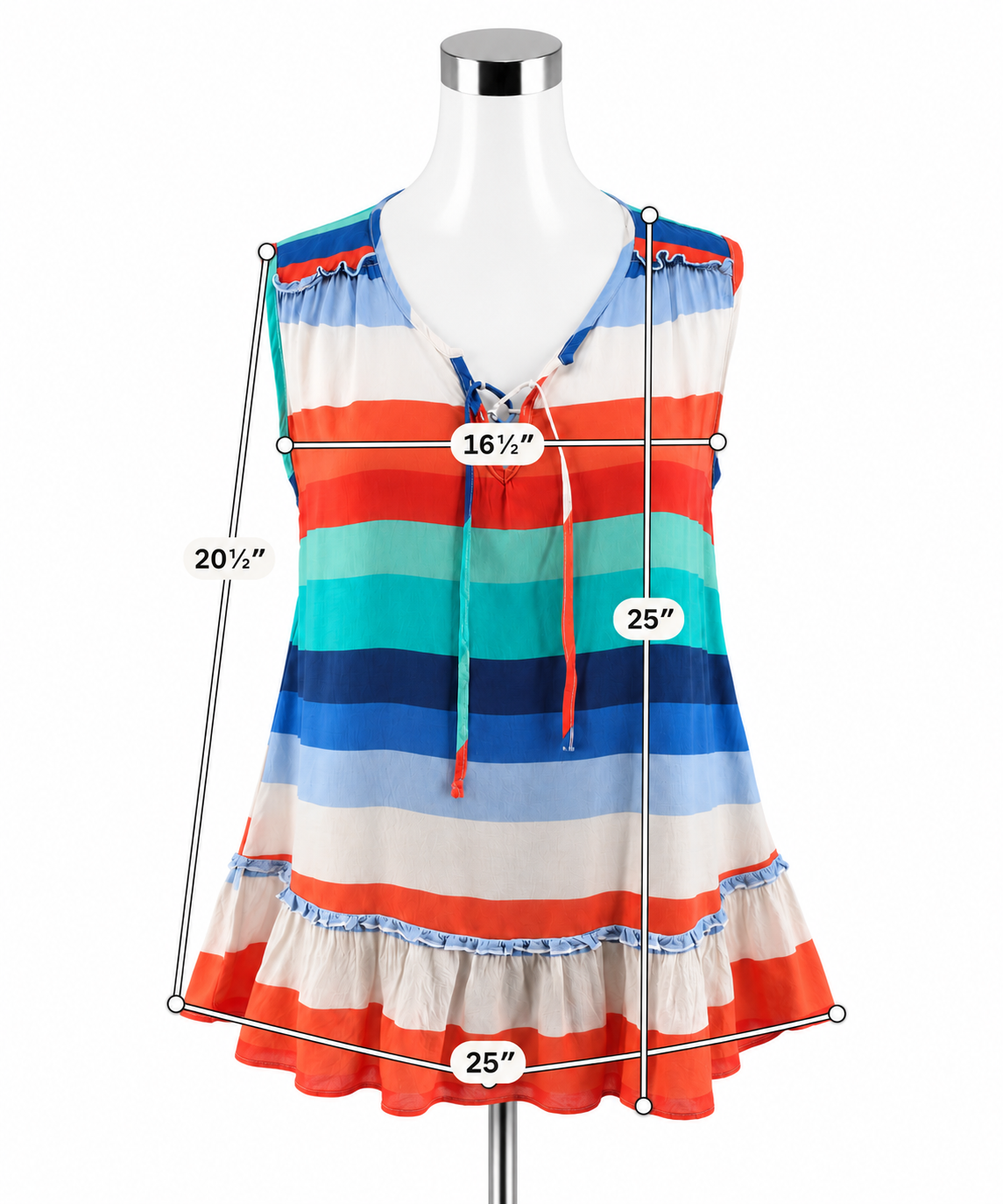 Grand & Greene Striped Ruffle Hem Tunic Top | Anthropologie Brand | Size Large - ONLINE ONLY