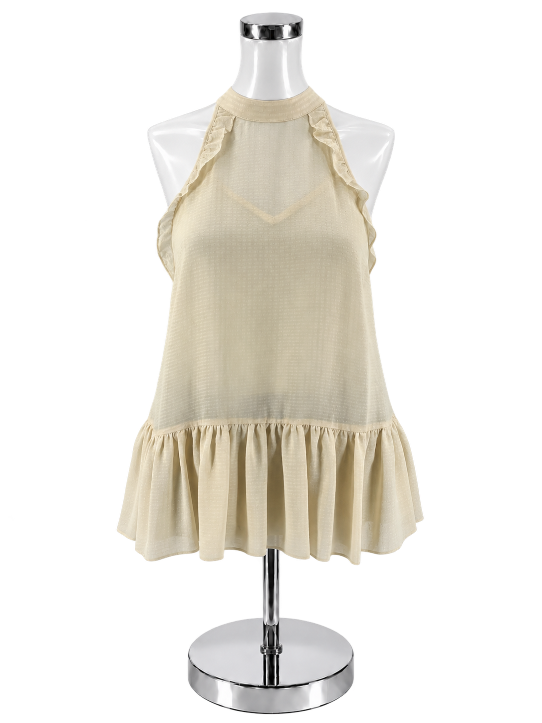 Julie Brown Cream Ruffle Trim Peplum Halter Top Blouse Size 4 NWT - ONLINE ONLY