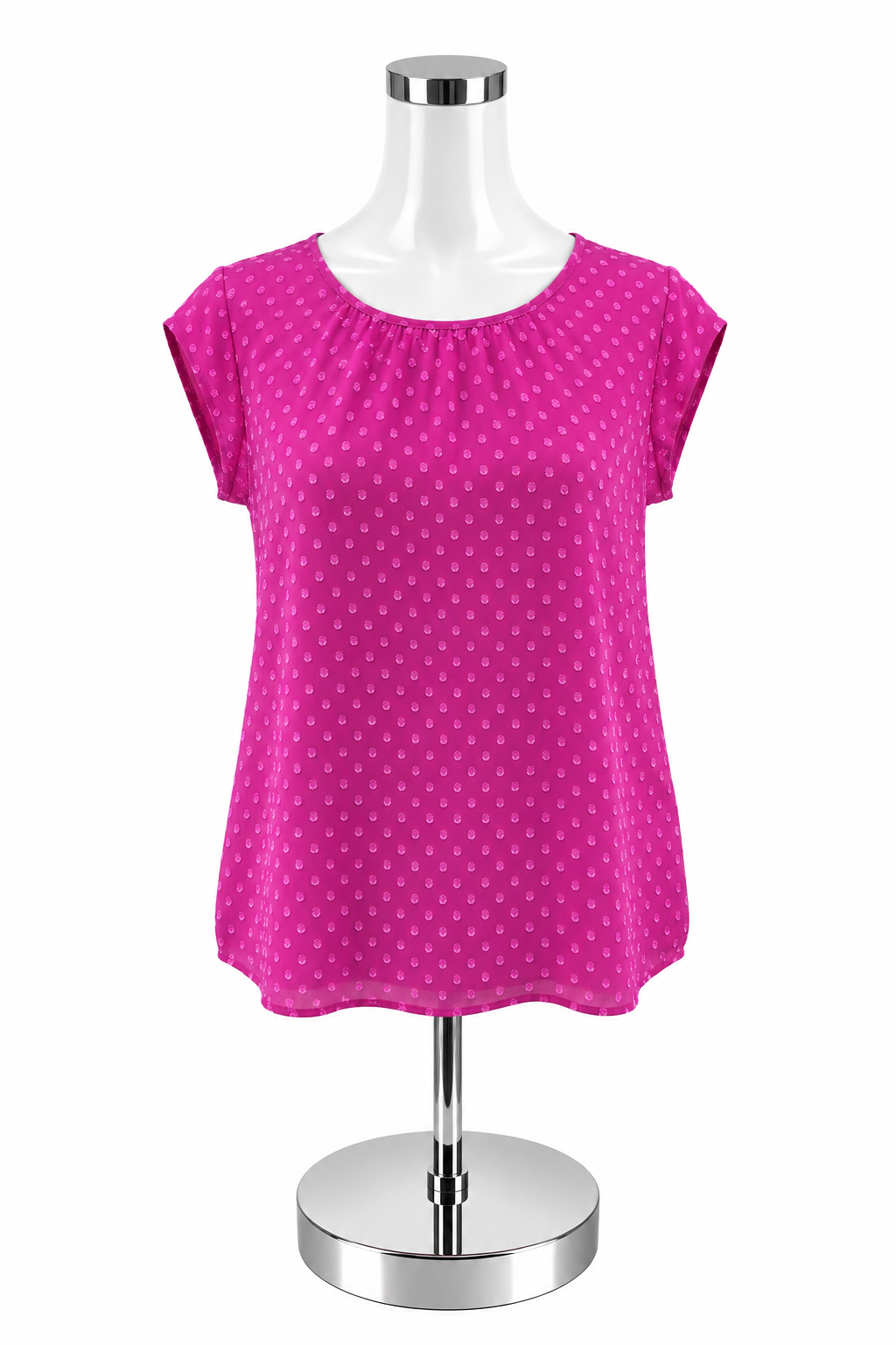 Les Pererin Raspberry Pink Swiss Dot Dolman Sleeve Blouse | Size Small - ONLINE ONLY