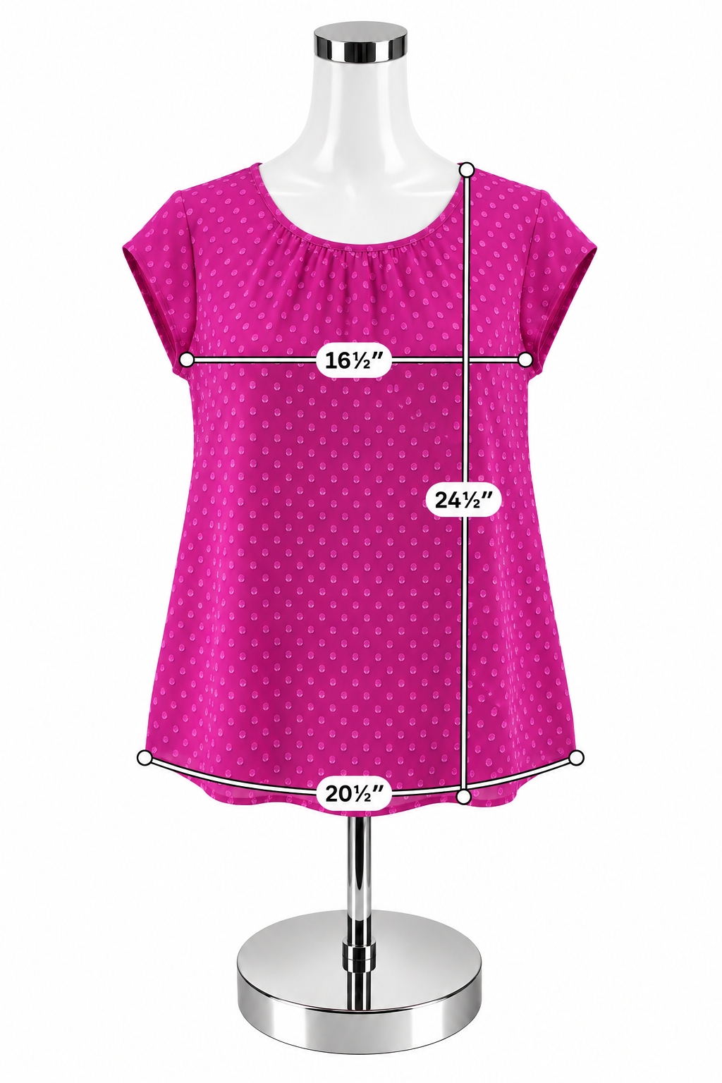 Les Pererin Raspberry Pink Swiss Dot Dolman Sleeve Blouse | Size Small - ONLINE ONLY