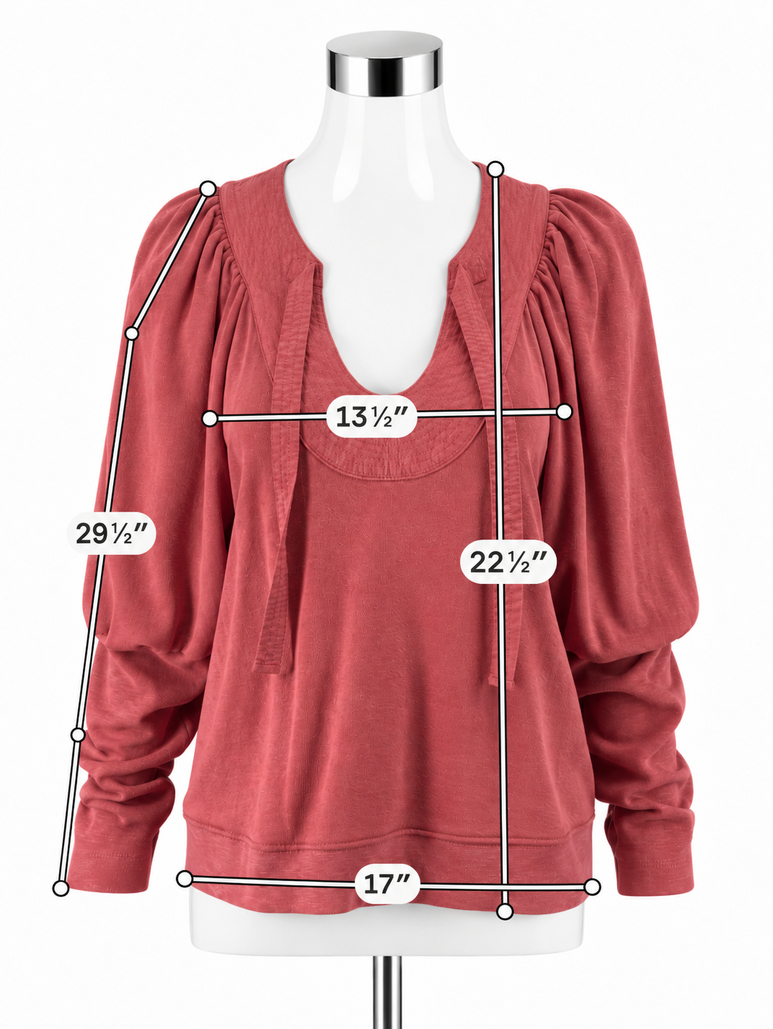 Ulla Johnson Mauve Cotton Puff Sleeve Split Neck Top - Size XL - ONLINE ONLY
