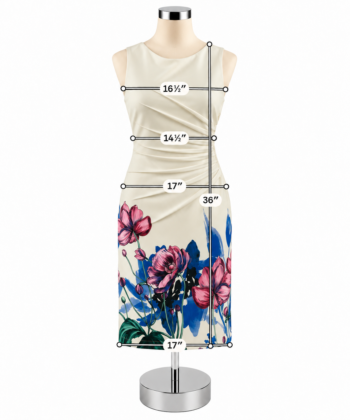 Ivanka Trump Floral Border Pintuck Sheath Dress Size 8 - ONLINE ONLY