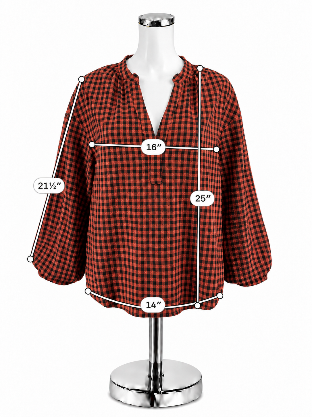 A New Day Rust & Black Plaid Peasant Blouse | Size Medium - ONLINE ONLY