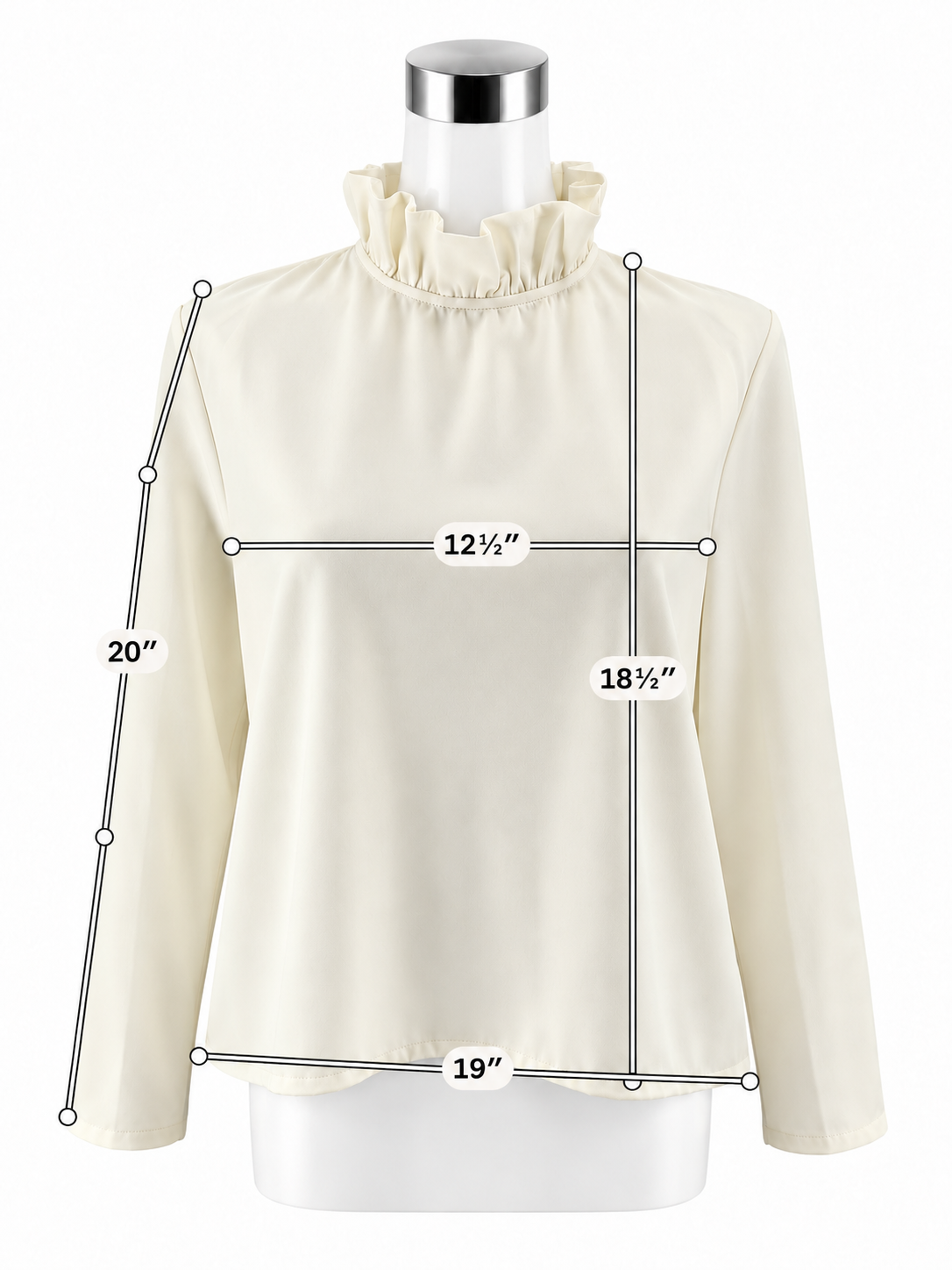 Tuckernuck Cream High Ruffle Neck Bow Back Blouse - Size Large - ONLINE ONLY