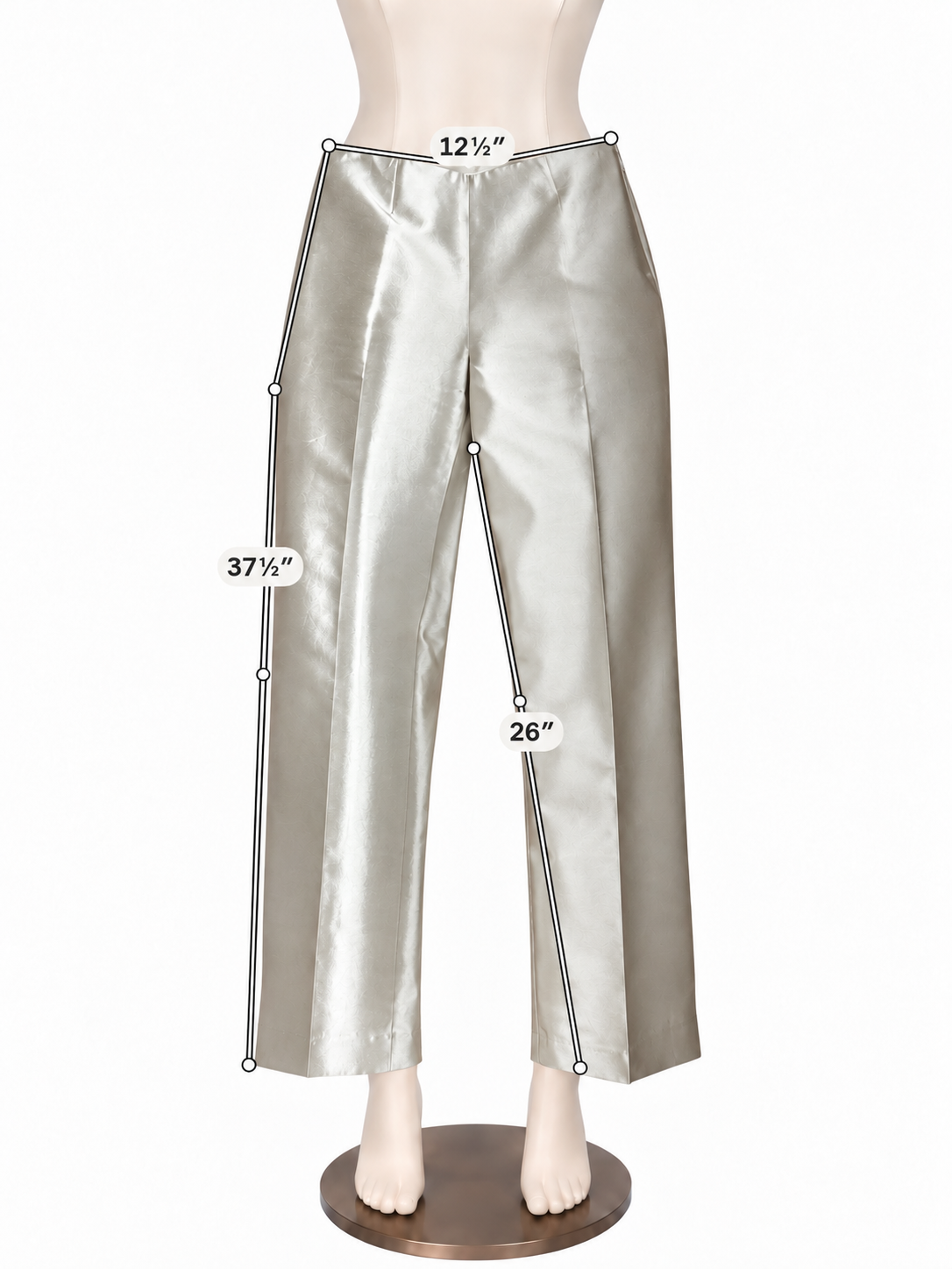 Reba Champagne Silk Wool Wide Leg Dress Pants - Size 4 - ONLINE ONLY