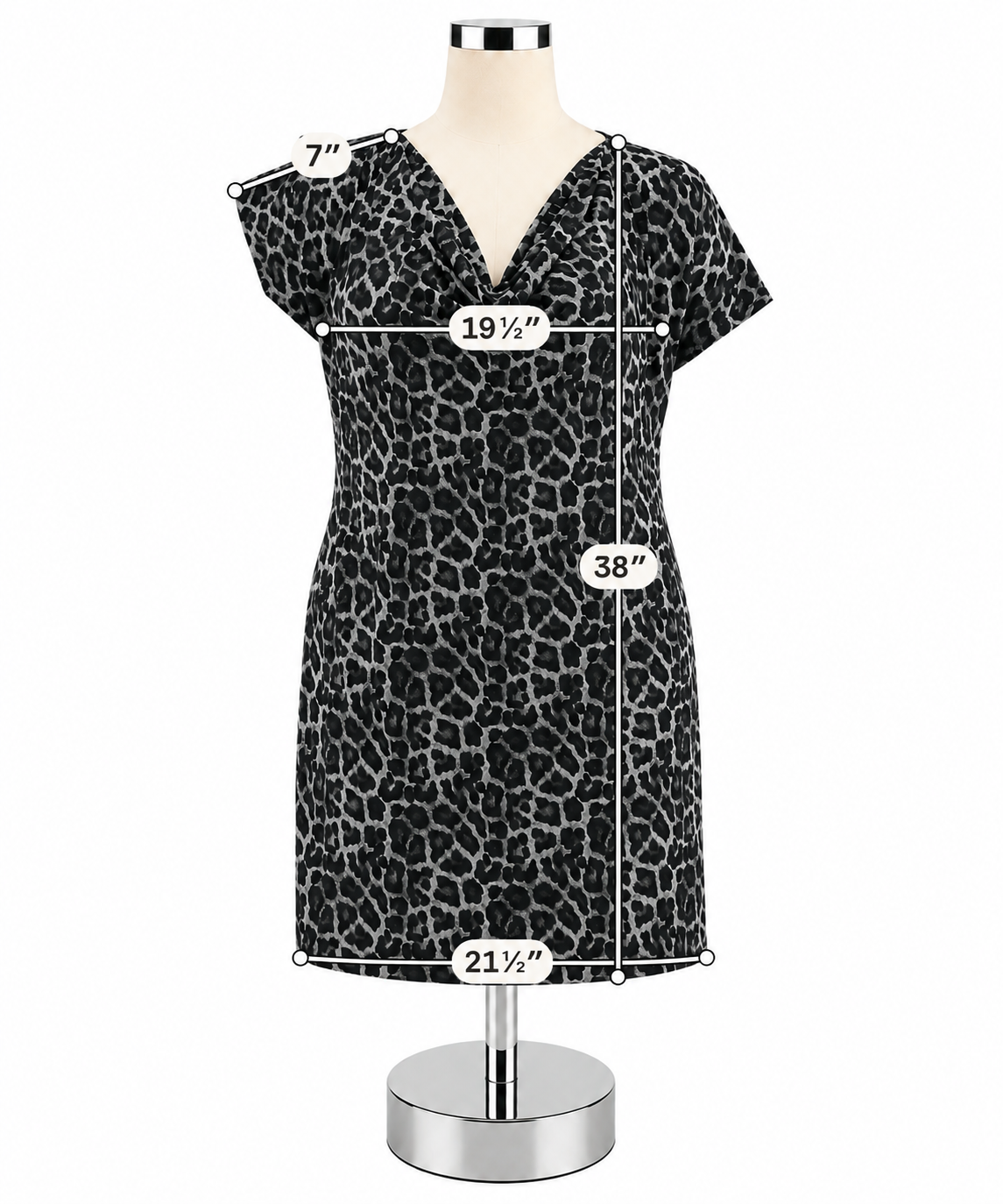 MICHAEL Michael Kors Plus Size 3X Cowl-Neck Animal Print Dress - Gray, Black - ONLINE ONLY