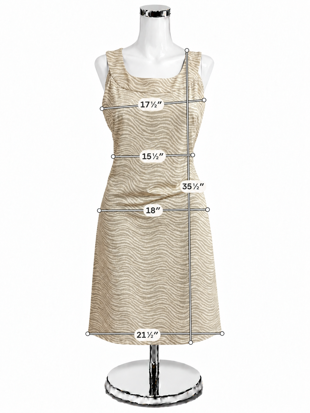 J. McLaughlin Tan & Cream Zebra Print Sleeveless Dress - Size L - ONLINE ONLY