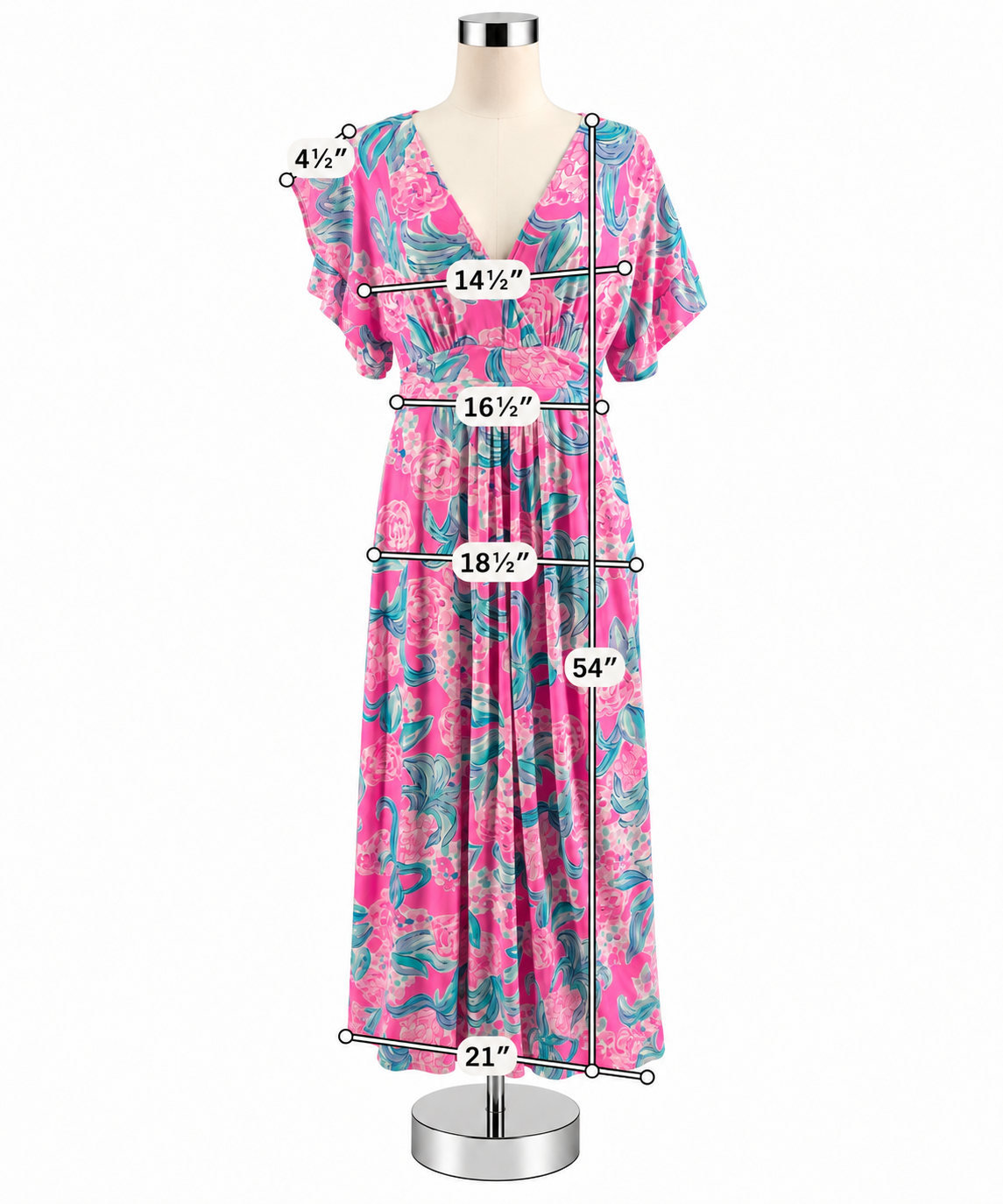 Lilly Pulitzer Pre-Owned Tropical Floral Flutter Sleeve Maxi Dress Size XL - Pink, Blue, White - ONLINE ONLY