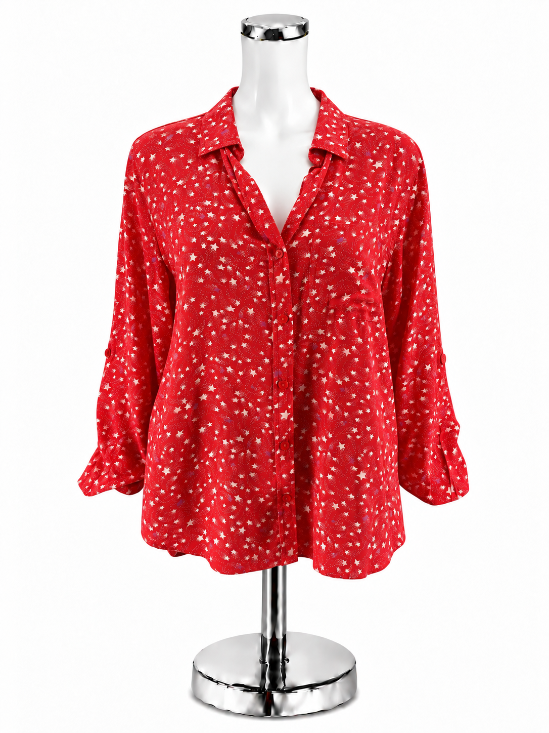 Velvet Heart Kallie Star Print Button-Down Top Coral Size Medium - ONLINE ONLY