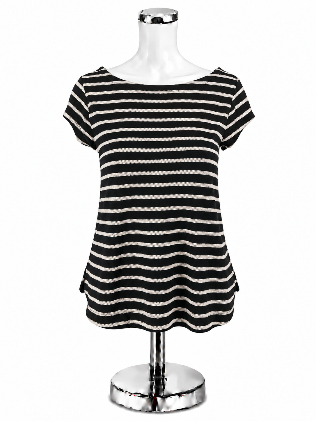 LOFT Striped Keyhole Tie-Back Knit Top Black White NWT Size XS - ONLINE ONLY