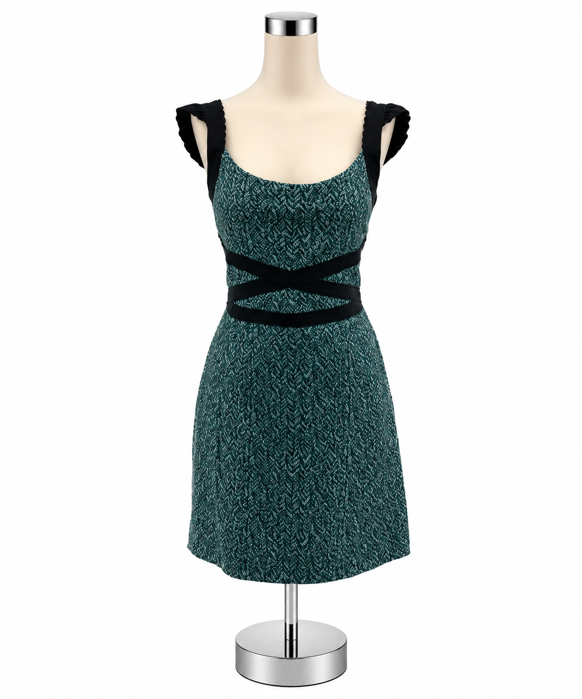 Free People Magic Garden Green & Black Floral Boho Mini Dress Size Large - ONLINE ONLY