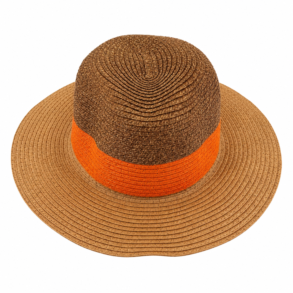 Sag Harbor Woven Two-Tone Sun Hat with Orange Band - ONLINE ONLY