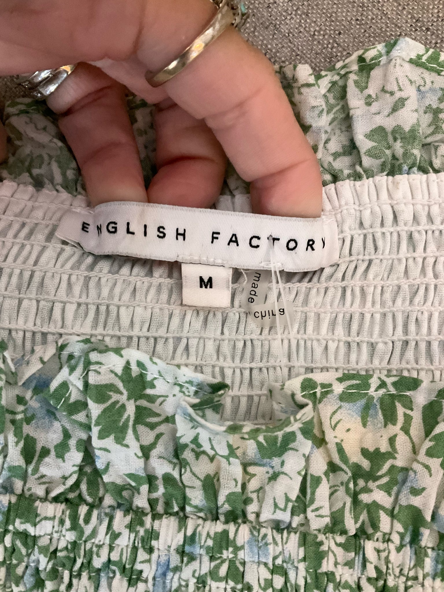 English Factory Floral Puff Sleeve Tiered Mini Dress Size Medium