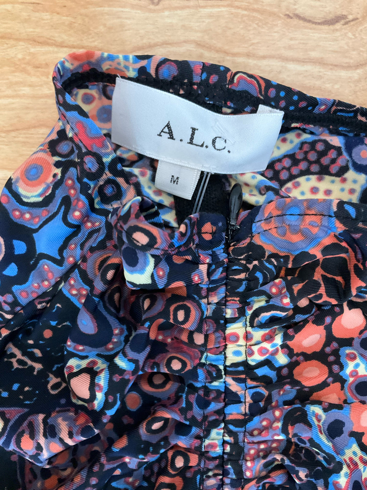 A.L.C. Kieran Ruched Floral Mock Neck Mini Dress Size Medium
