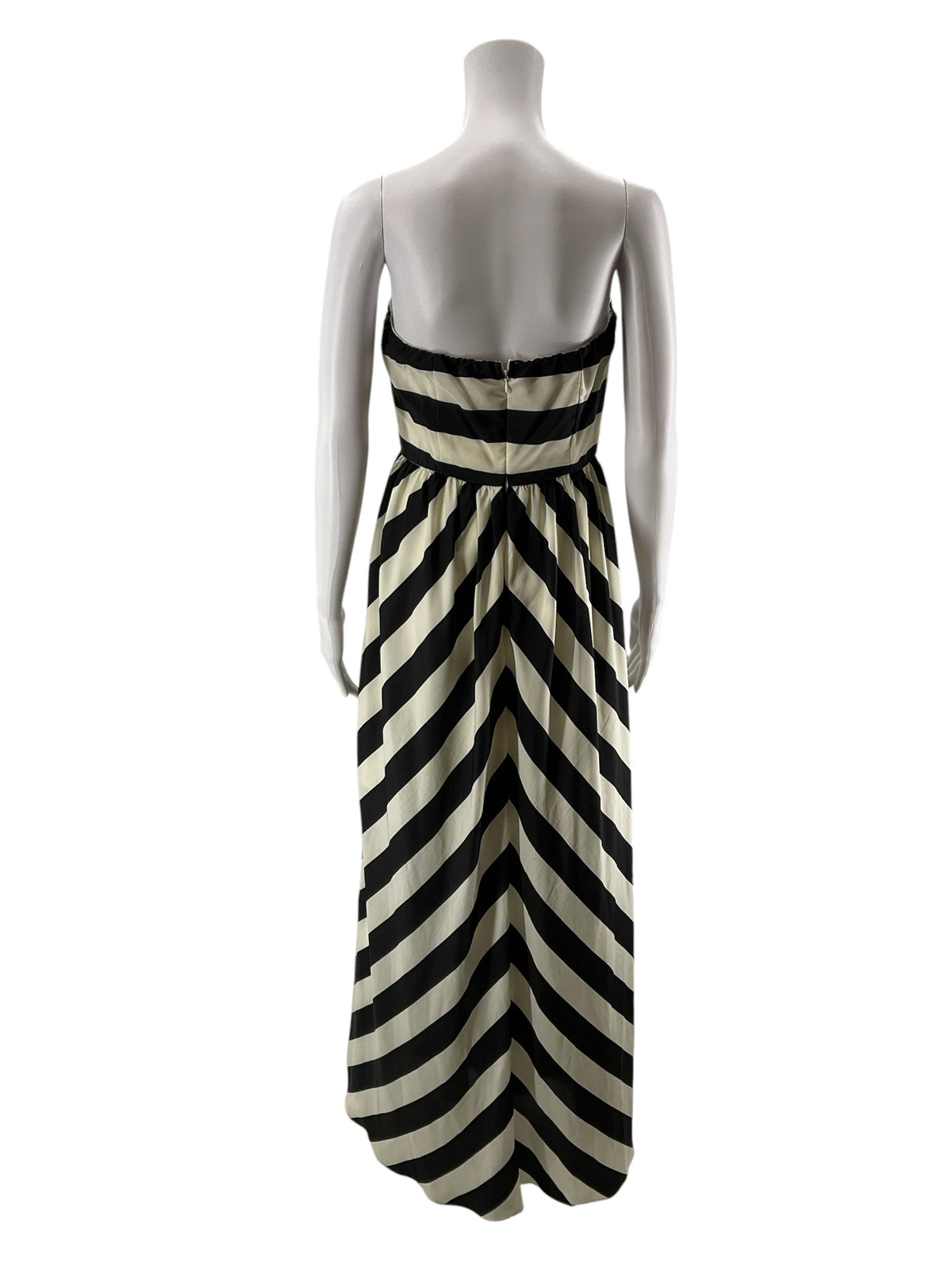 Ya Los Angeles Strapless Striped Maxi Dress Black & Ecru Size Medium - ONLINE ONLY