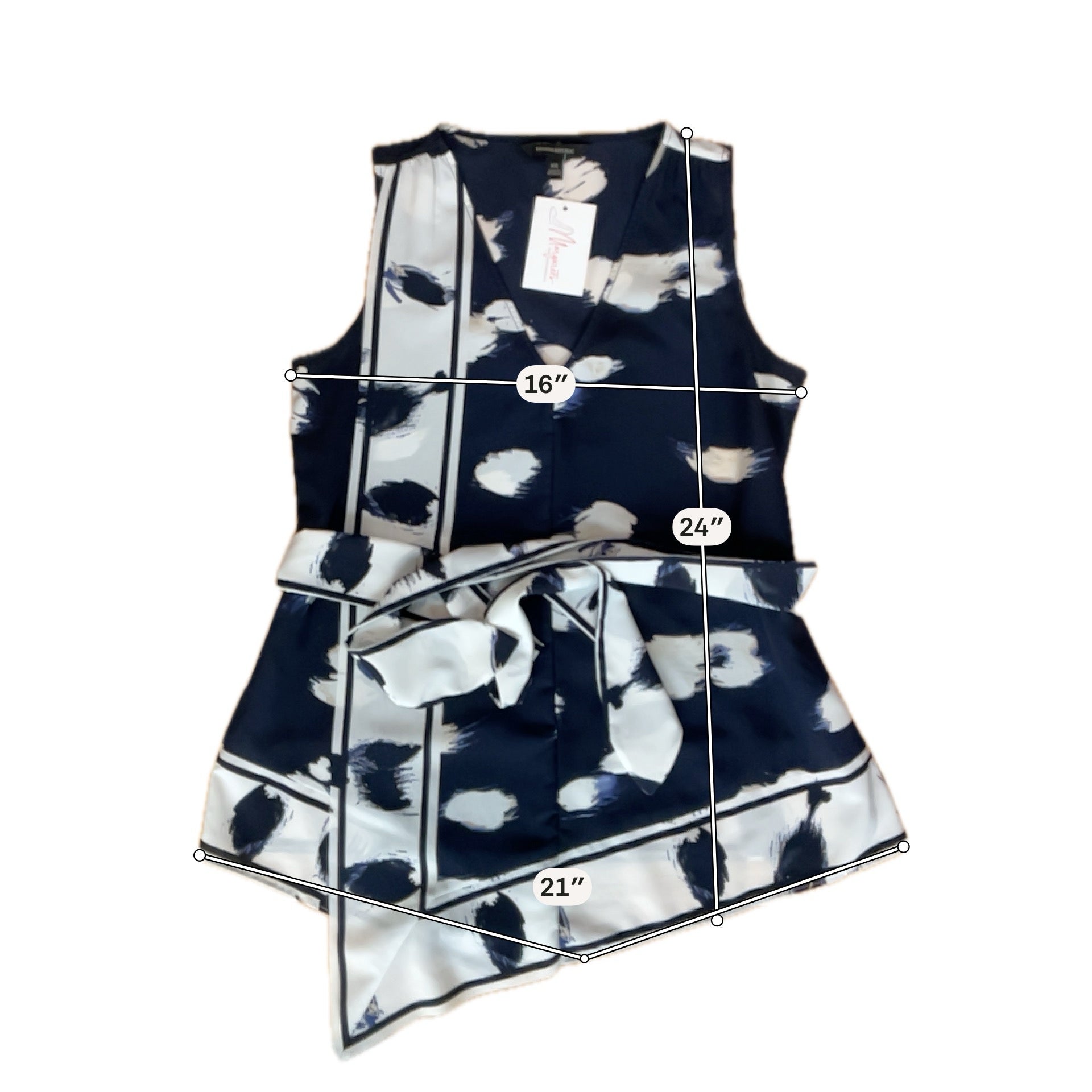 Banana Republic Size XS white/navy Print Pre-Owned Casual Top - Downstairs