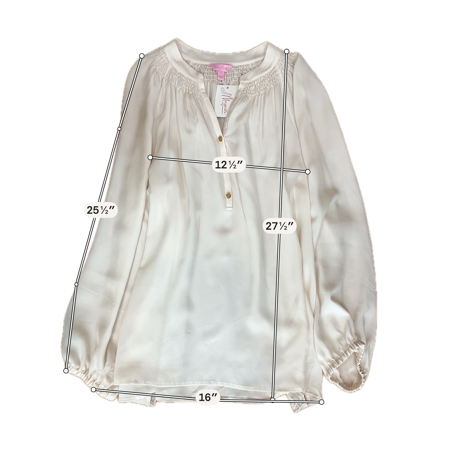 Lilly Pulitzer Elsa Silk Top XL Resort White Blouse