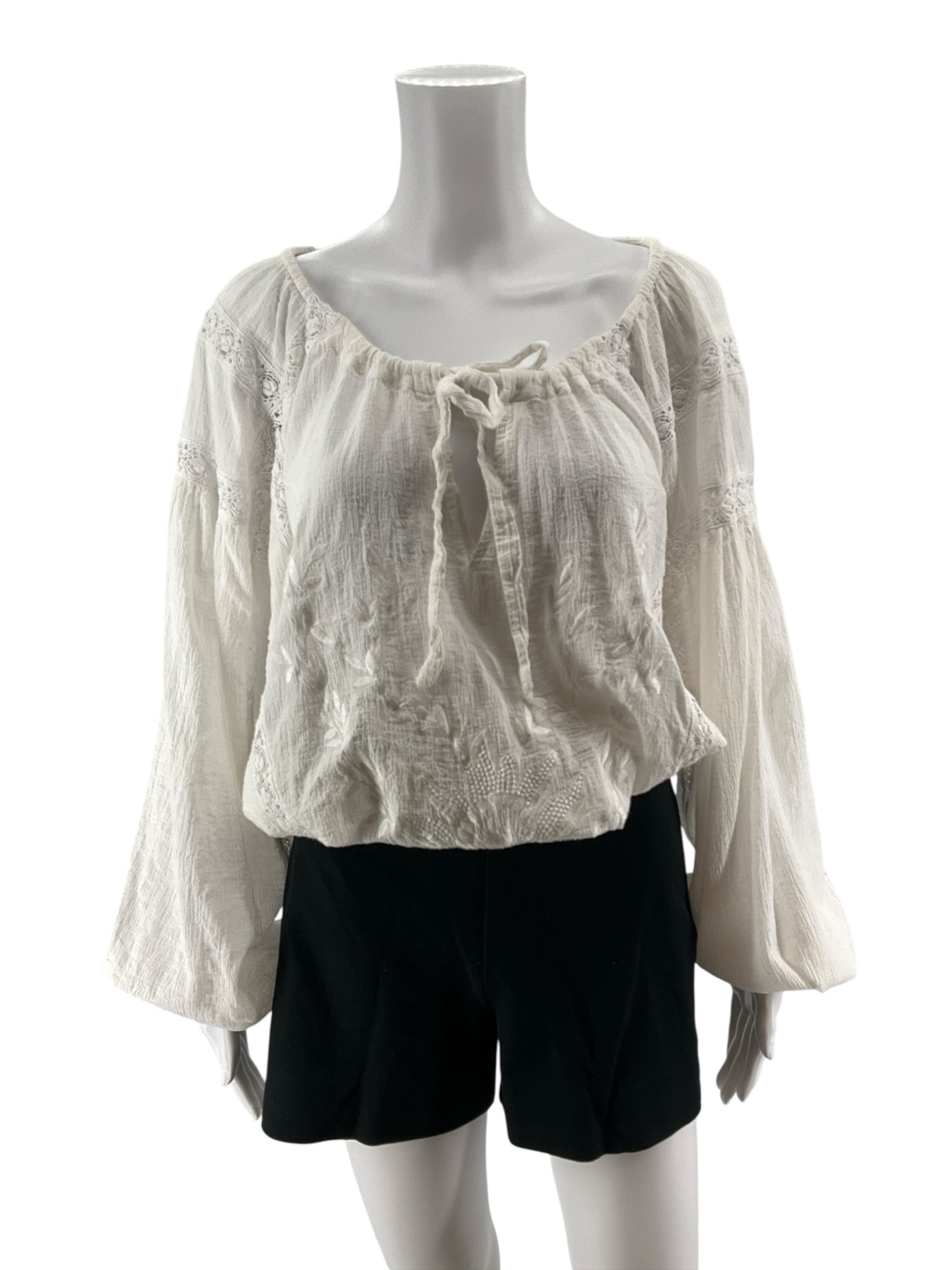 Free People Peasant Sun Off-Shoulder Lace Boho Top Size Medium