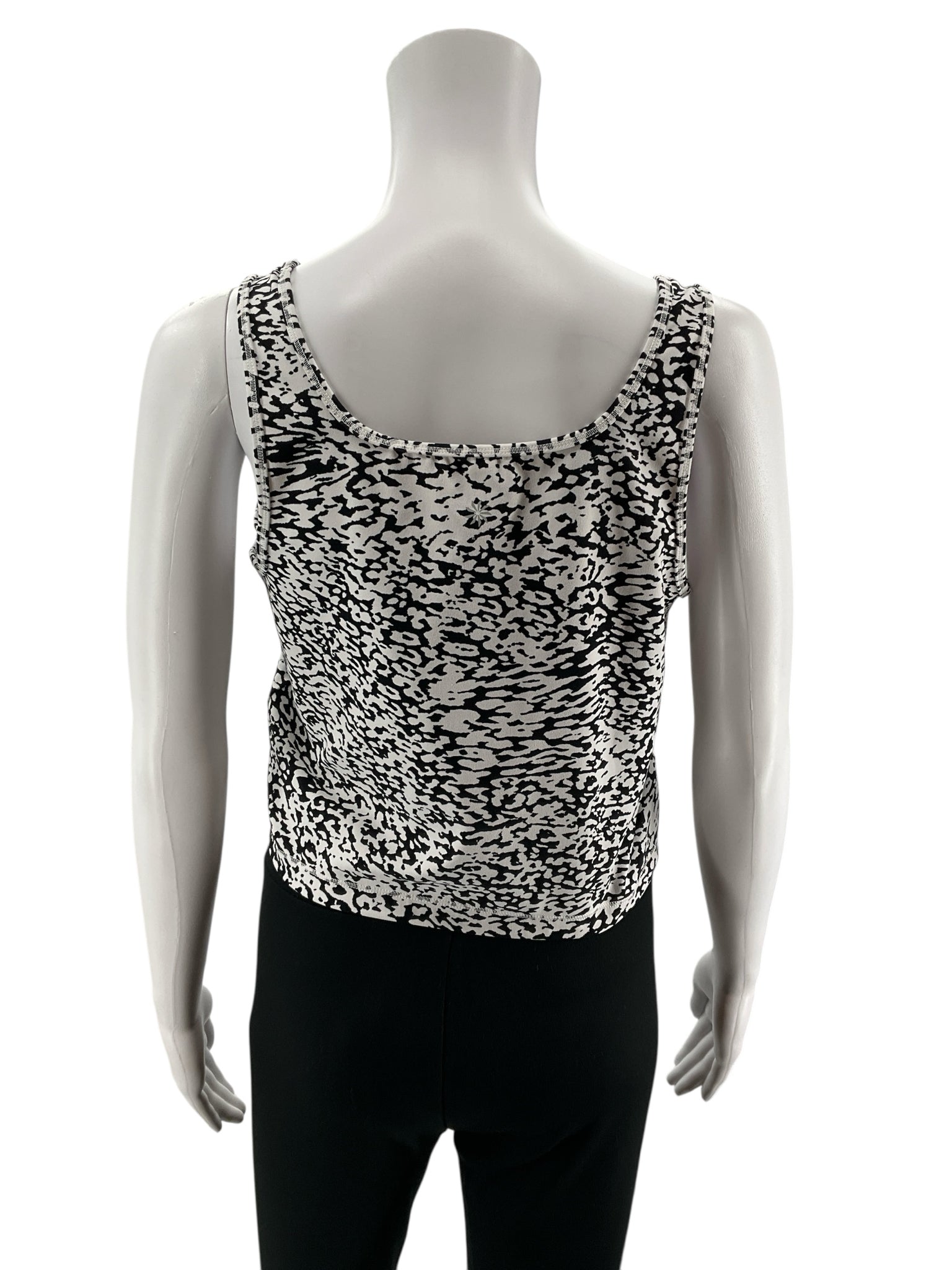 Athleta Conscious Crop Tank Top Large Black White Abstract Print Athletic Yoga