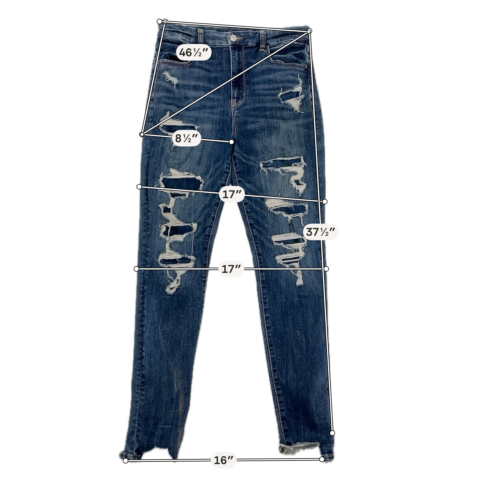 american eagle Size 12 Blue Distressed Pre-Owned Ladies Jeans