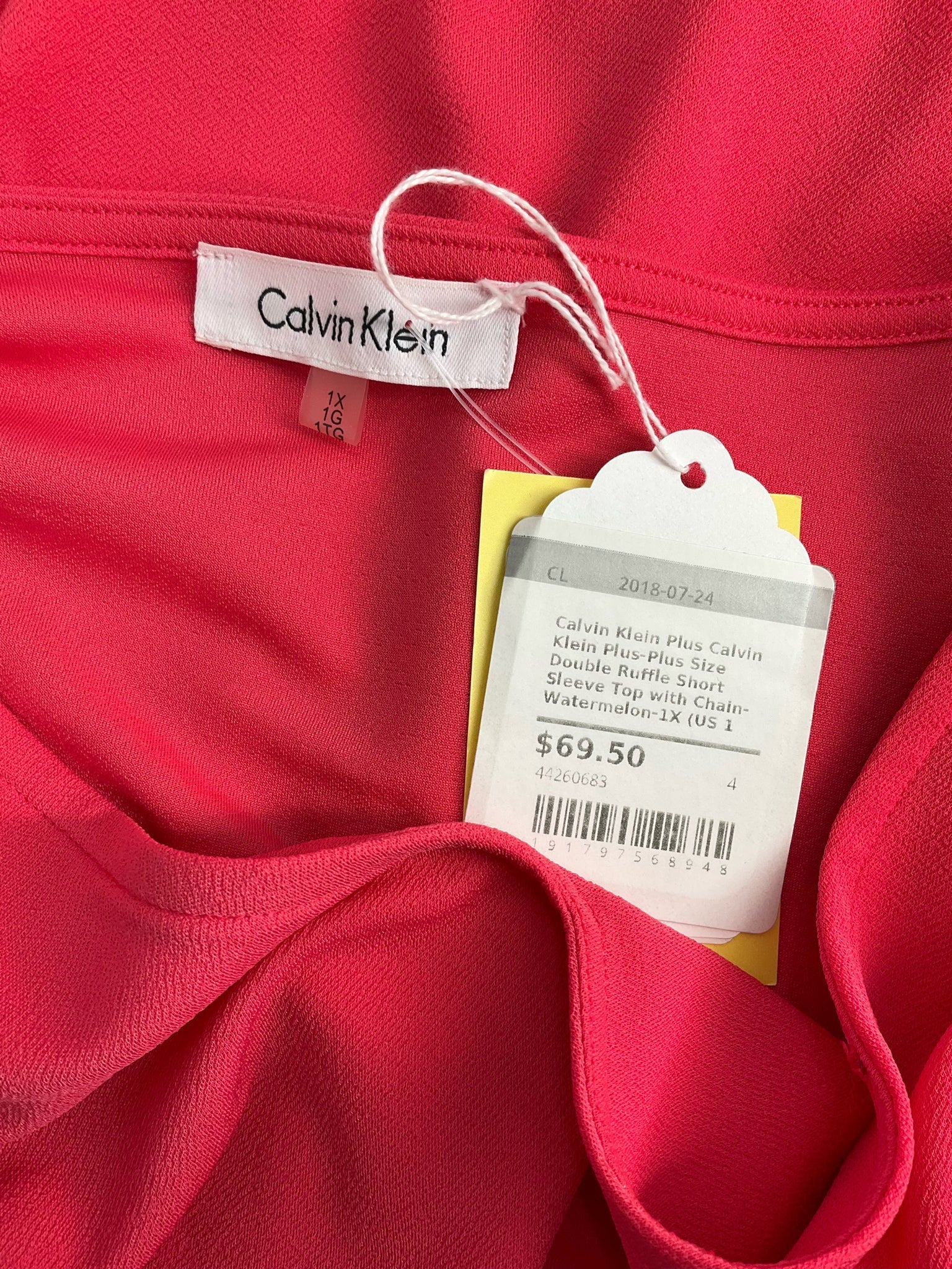 Calvin Klein Pink Solid Pre-Owned Ladies New with Tags Top - Size 1X