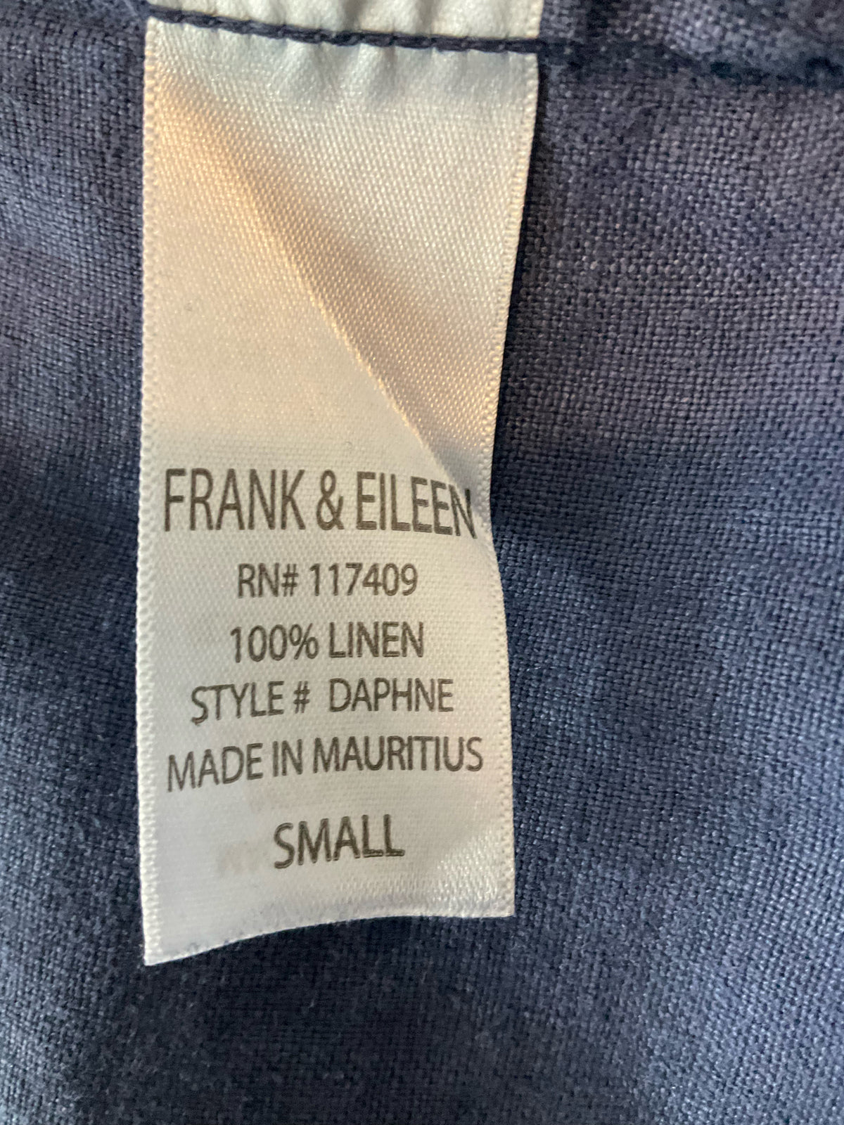 Frank & Eileen Daphne Sleeveless Navy Blue 100% Linen Maxi Dress Size Small - ONLINE ONLY